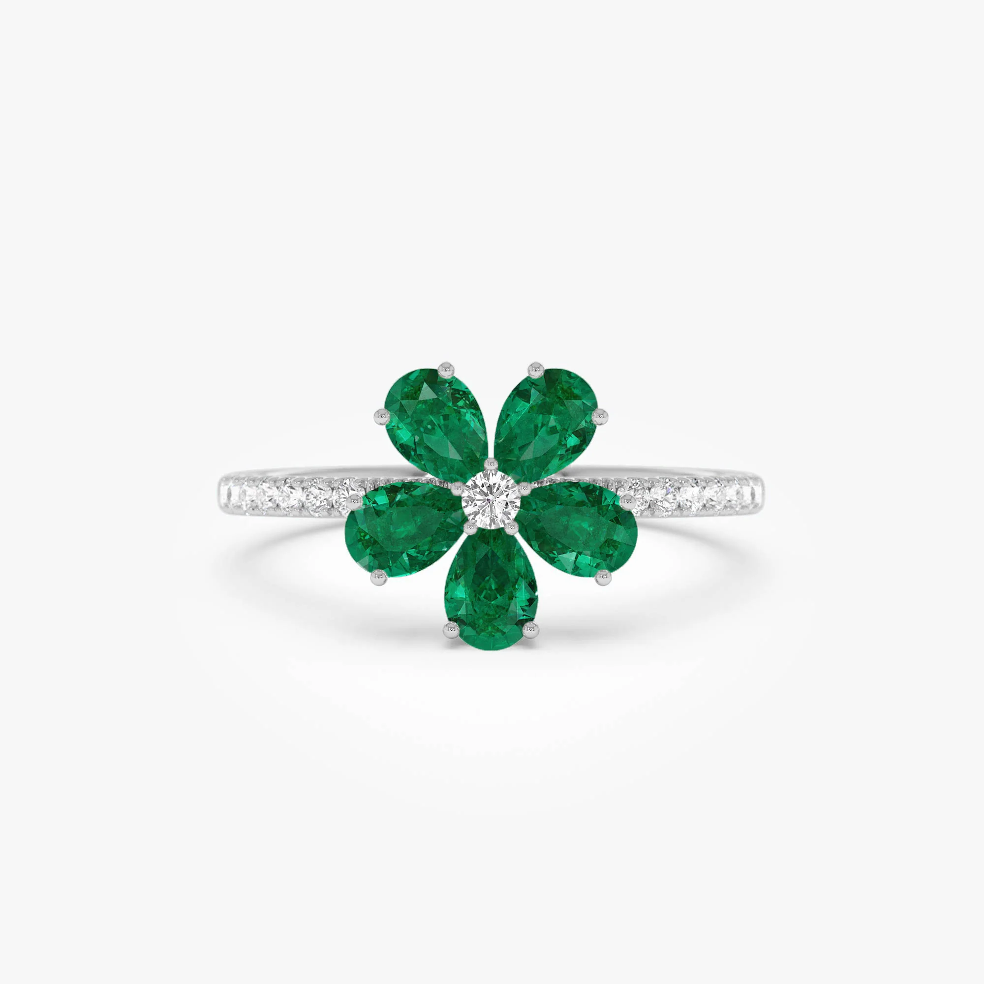 14K Five-Leaf Emerald and Diamond Ring - Image 5