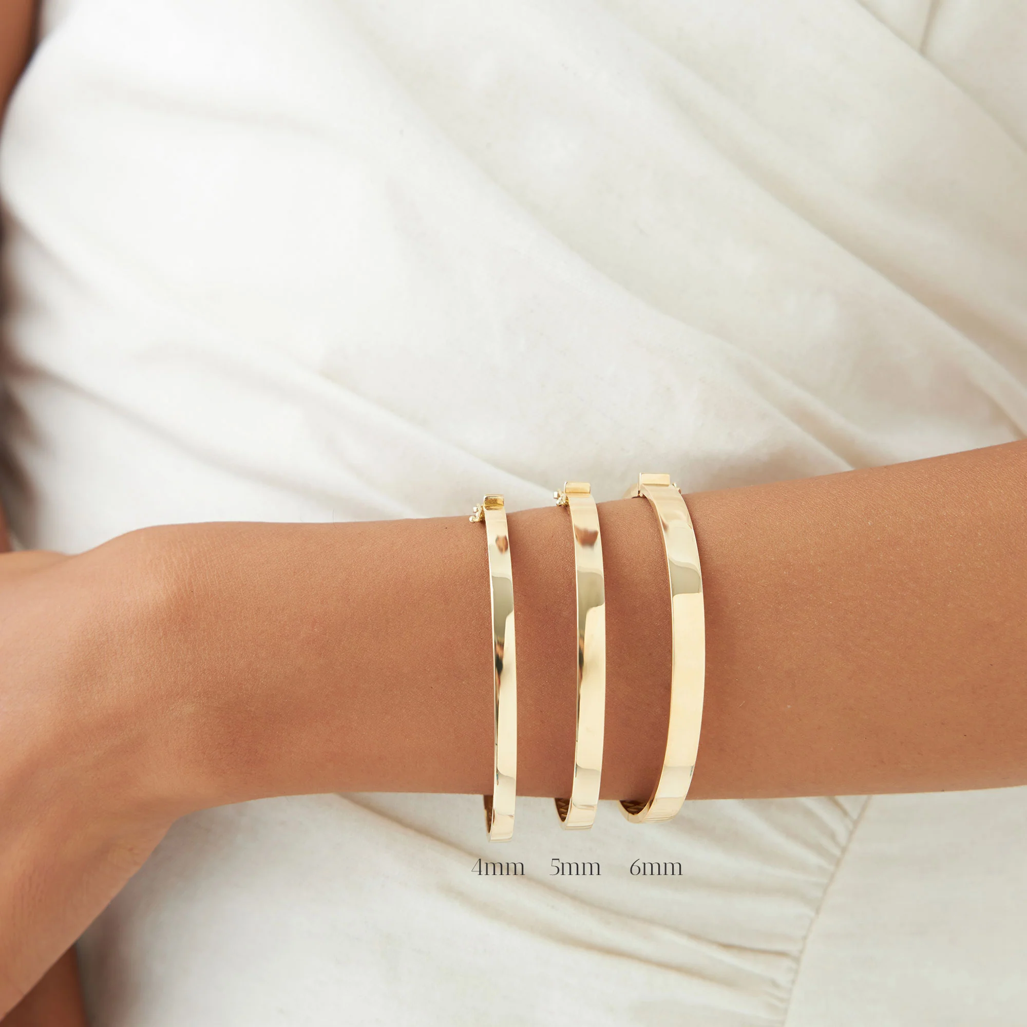 14k Flat Stackable Gold Bangle - Image 2
