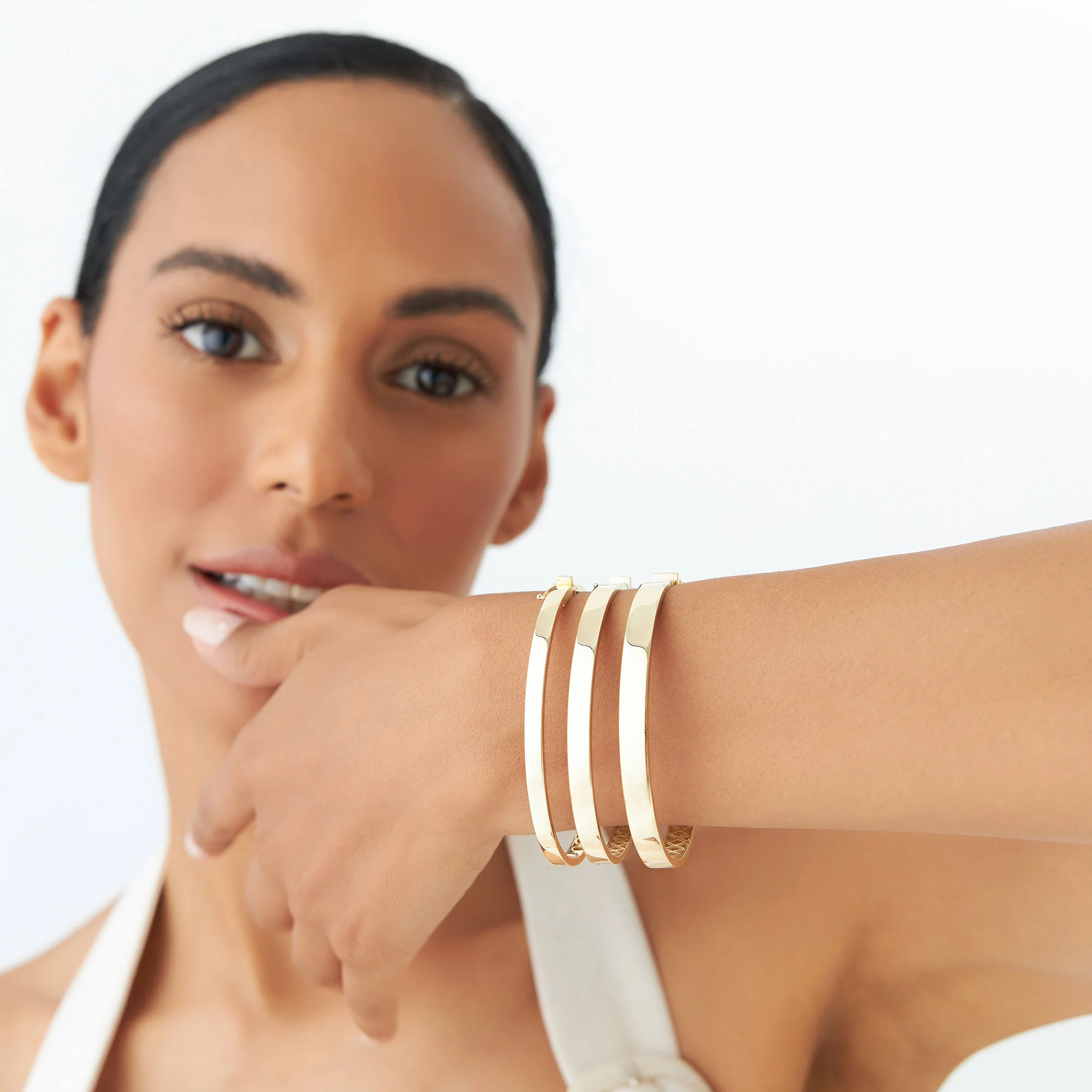 14k Flat Stackable Gold Bangle - Image 3