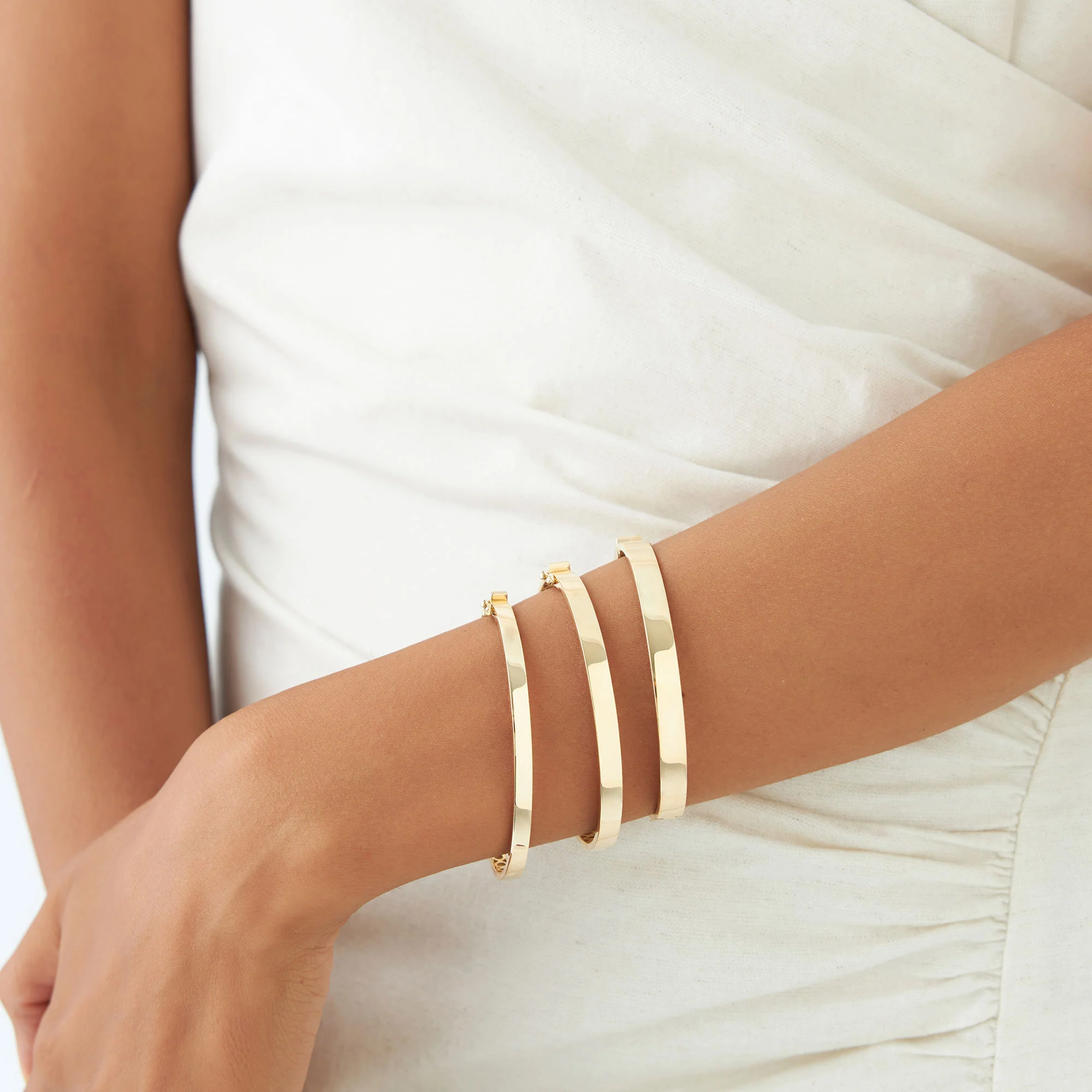 14k Flat Stackable Gold Bangle - Image 5