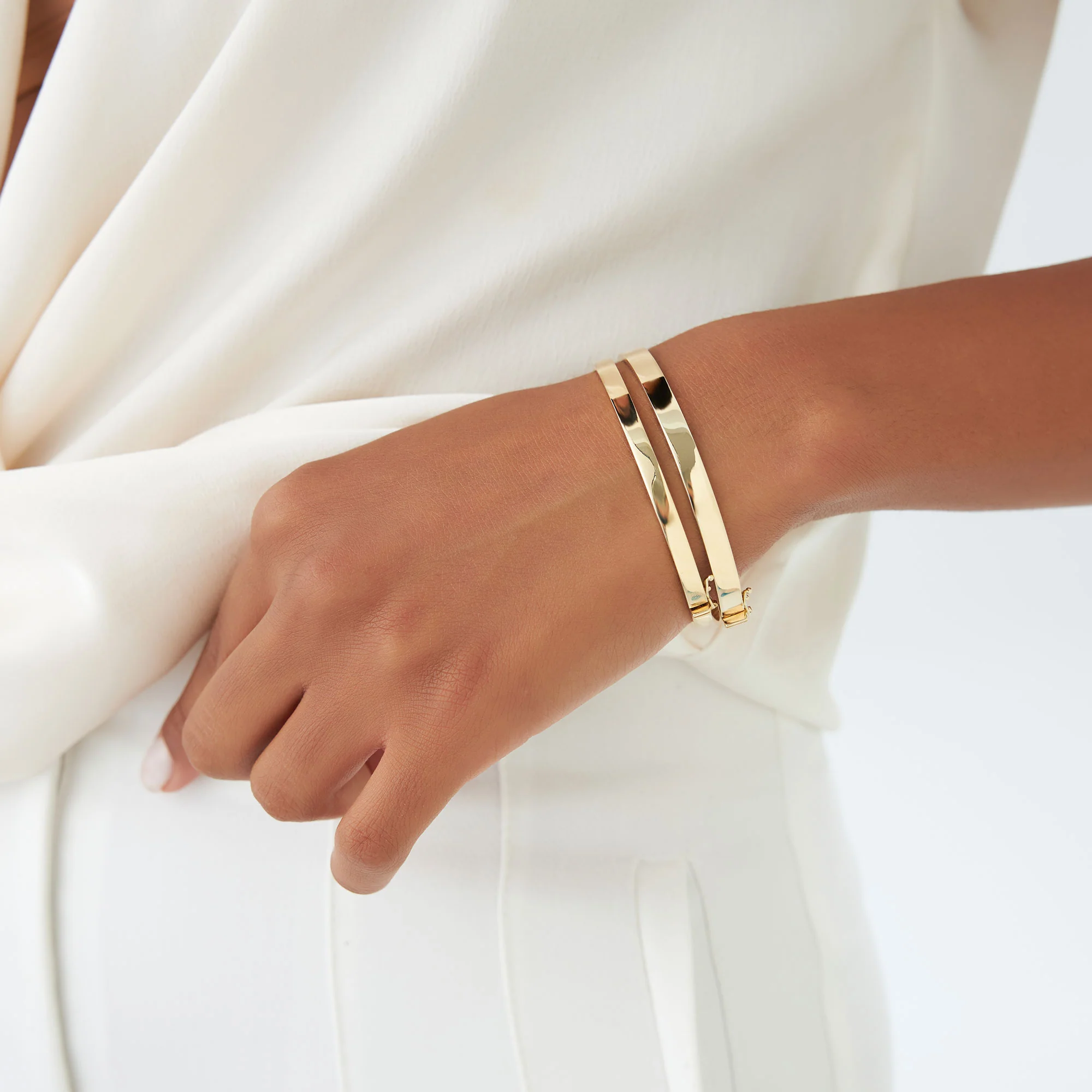14k Flat Stackable Gold Bangle - Image 7