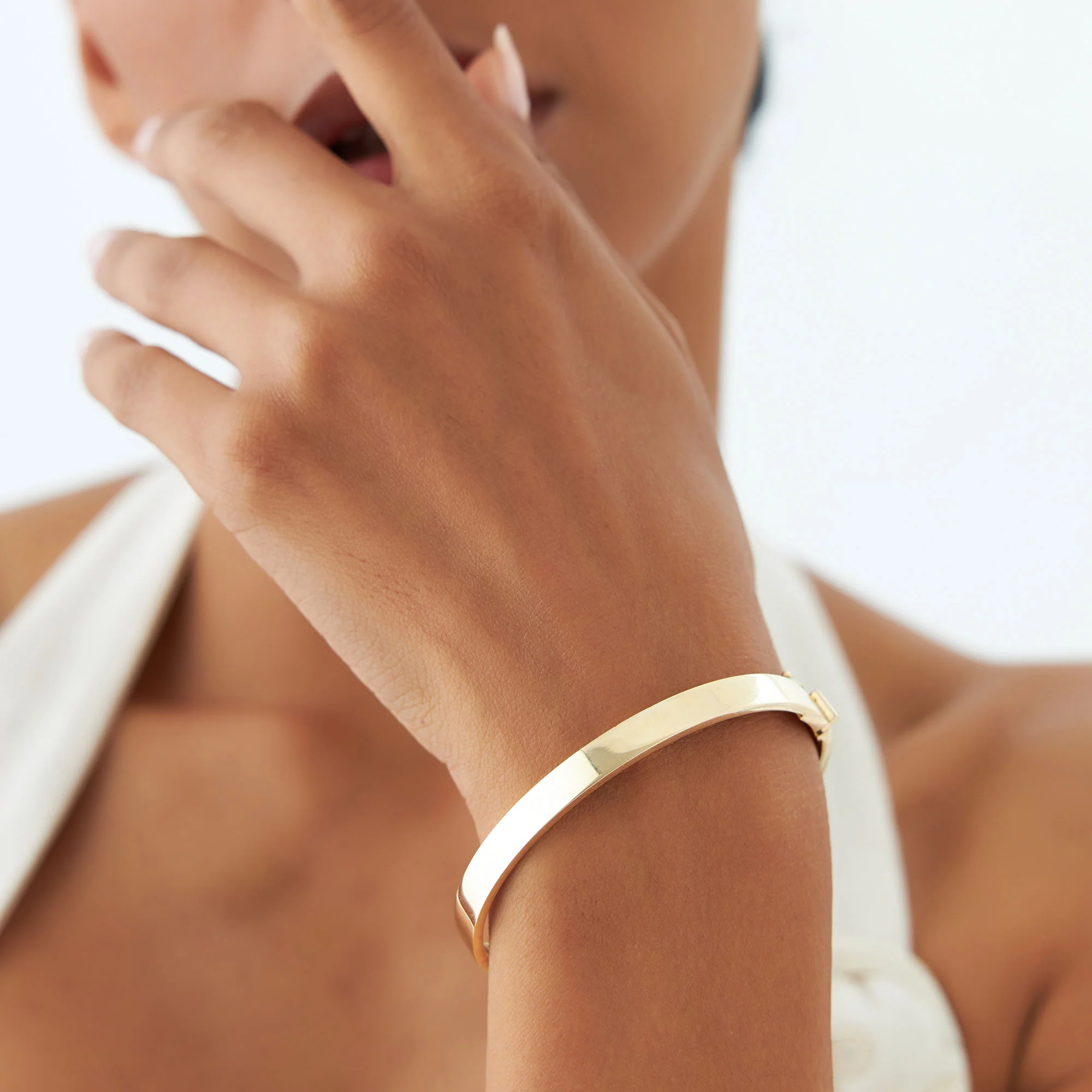 14k Flat Stackable Gold Bangle - Image 8