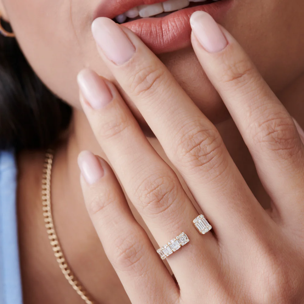 14k Floating Diamond Baguette Cut Diamond Ring - Image 4