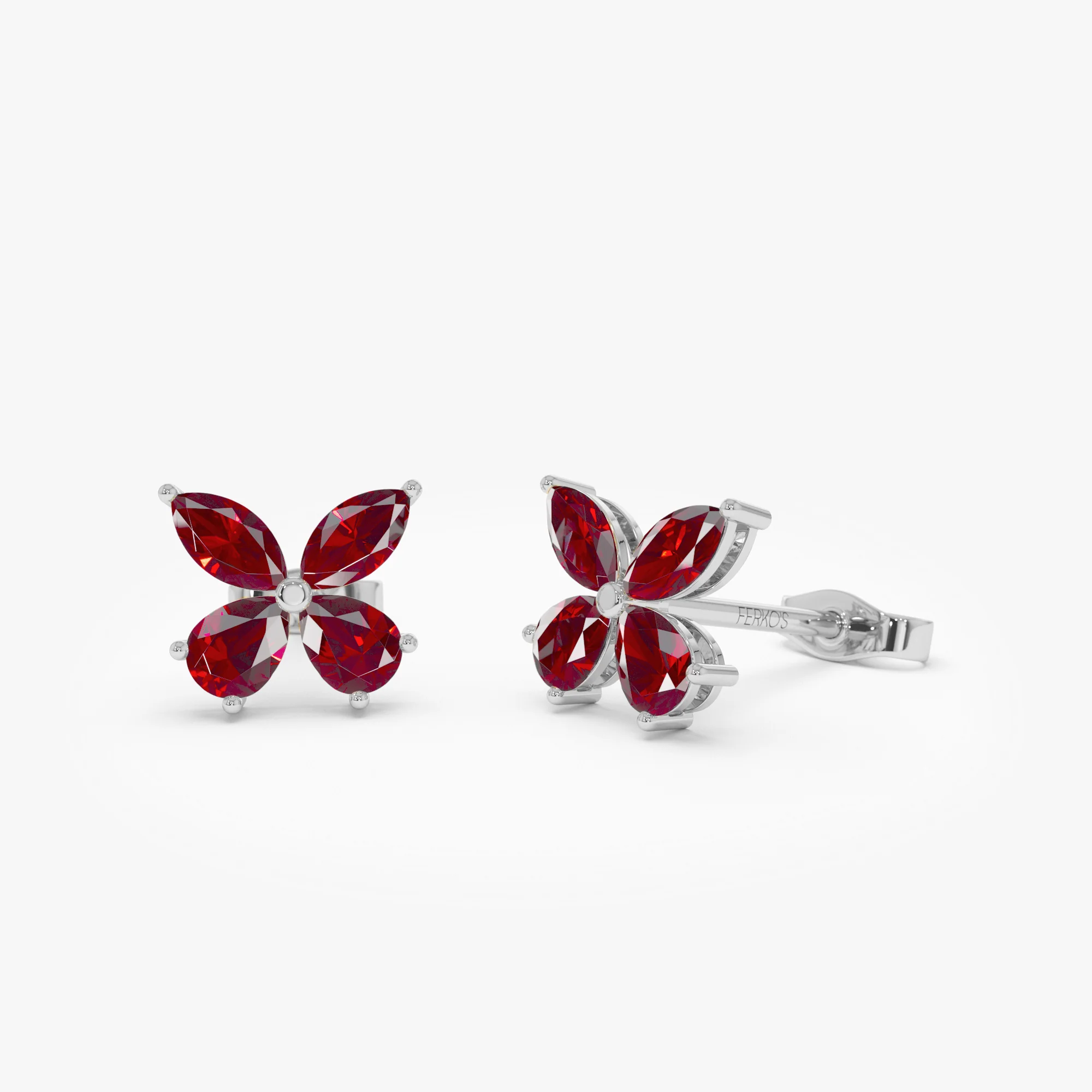 14K Garnet Butterfly Stud Earrings - Image 6