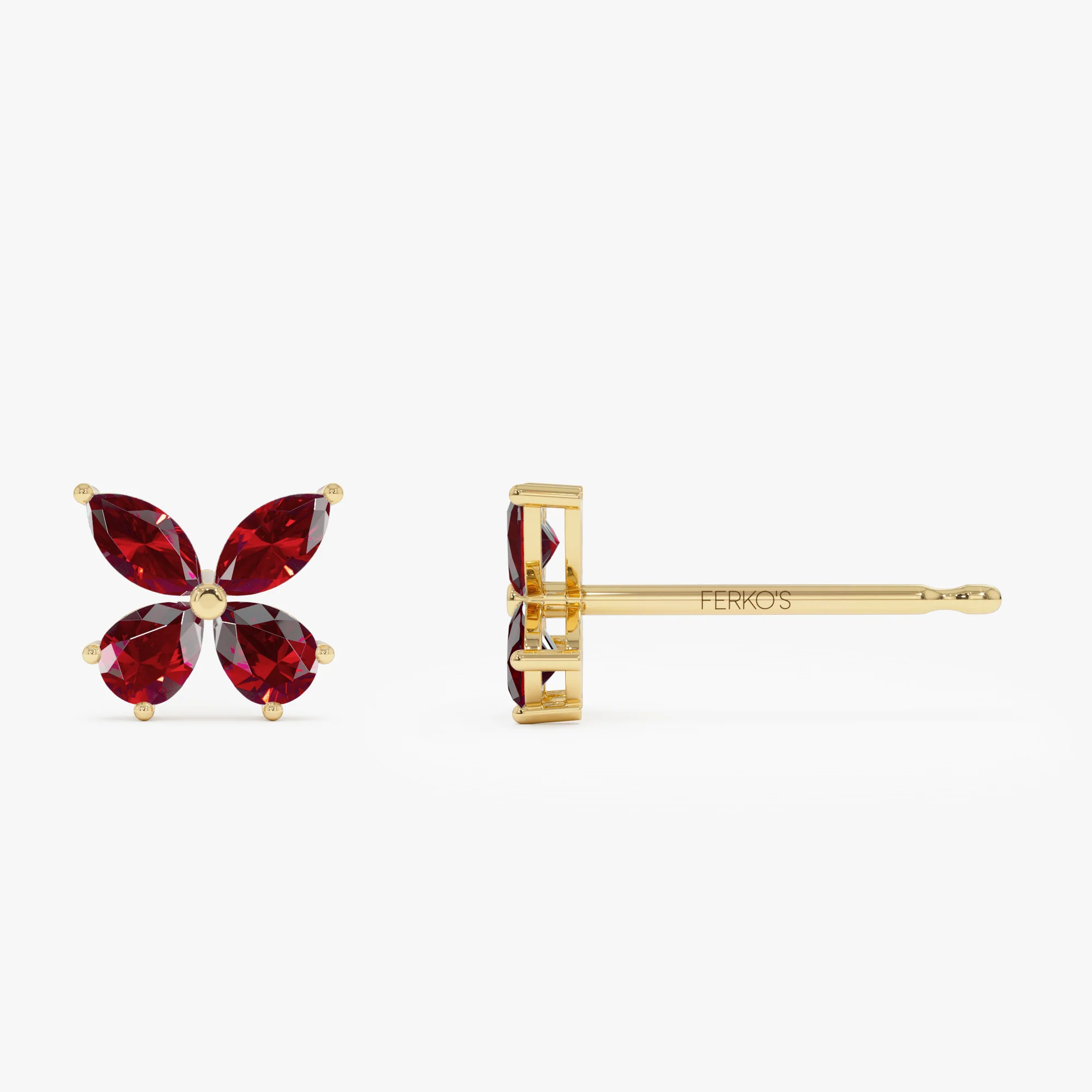 14K Garnet Butterfly Stud Earrings - Image 7