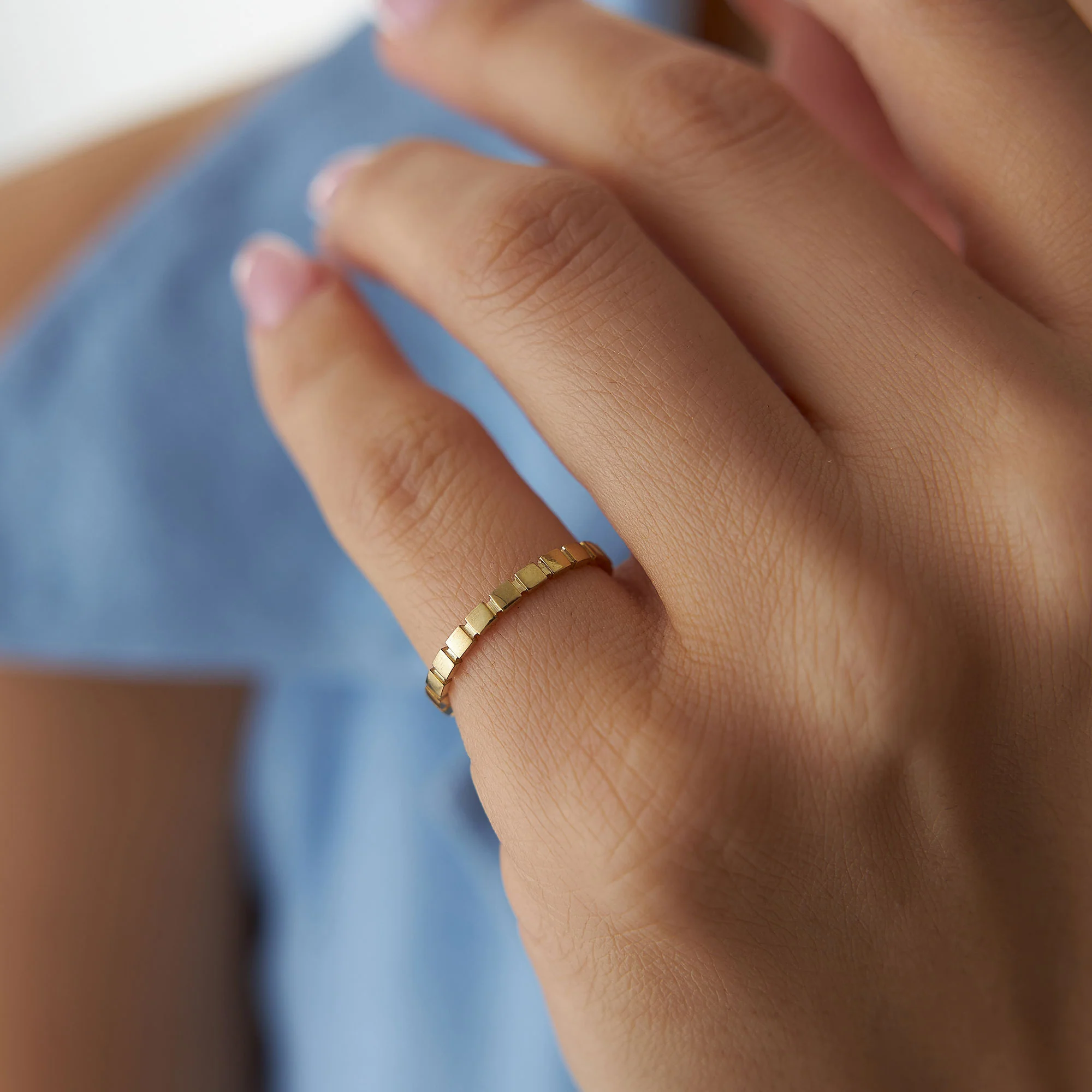 14K Geometric Square Stacking Ring - Image 2