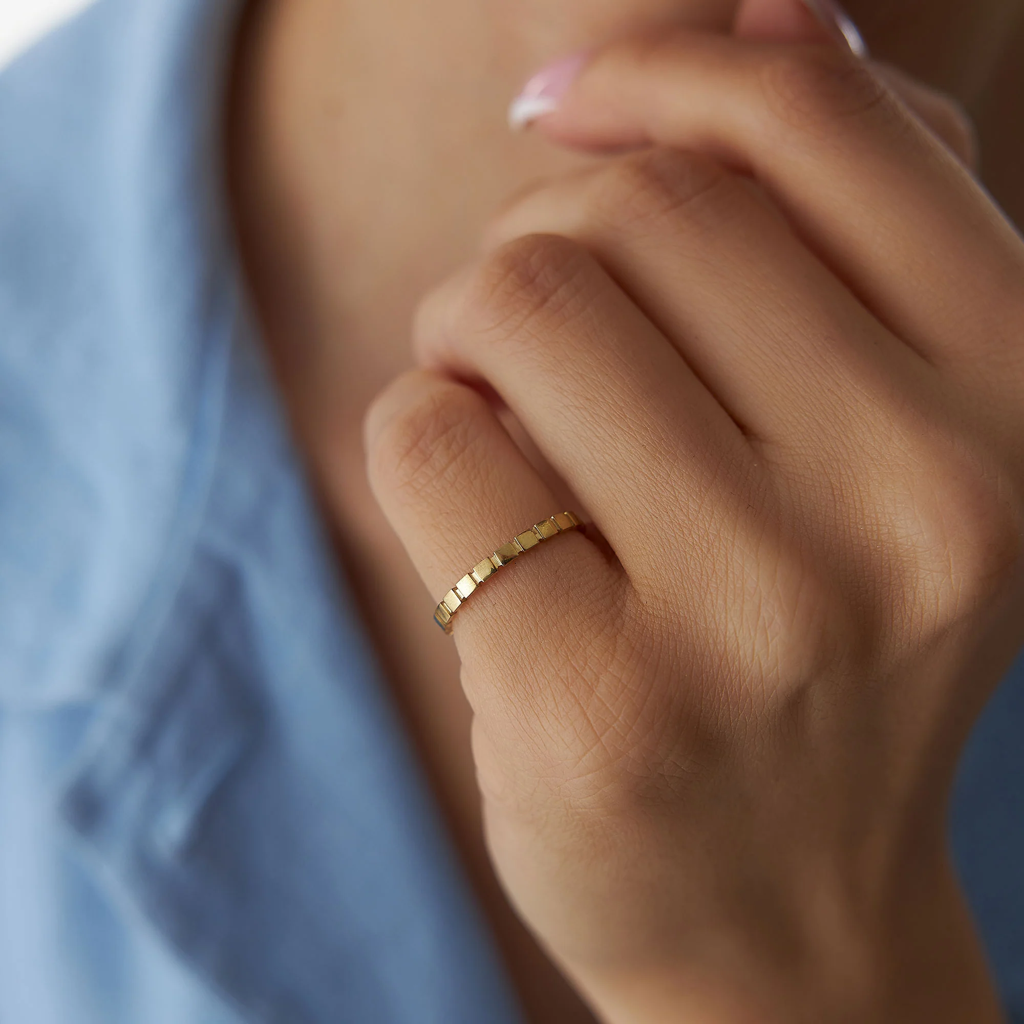 14K Geometric Square Stacking Ring - Image 3