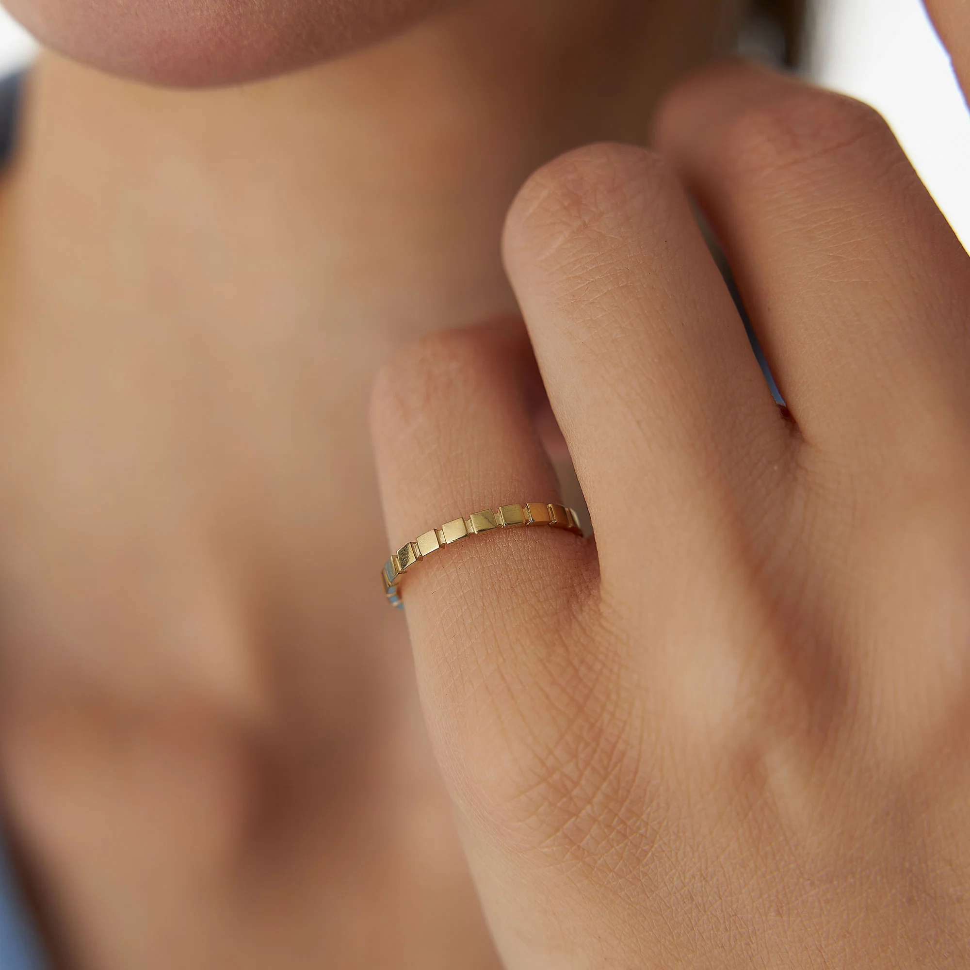 14K Geometric Square Stacking Ring - Image 4