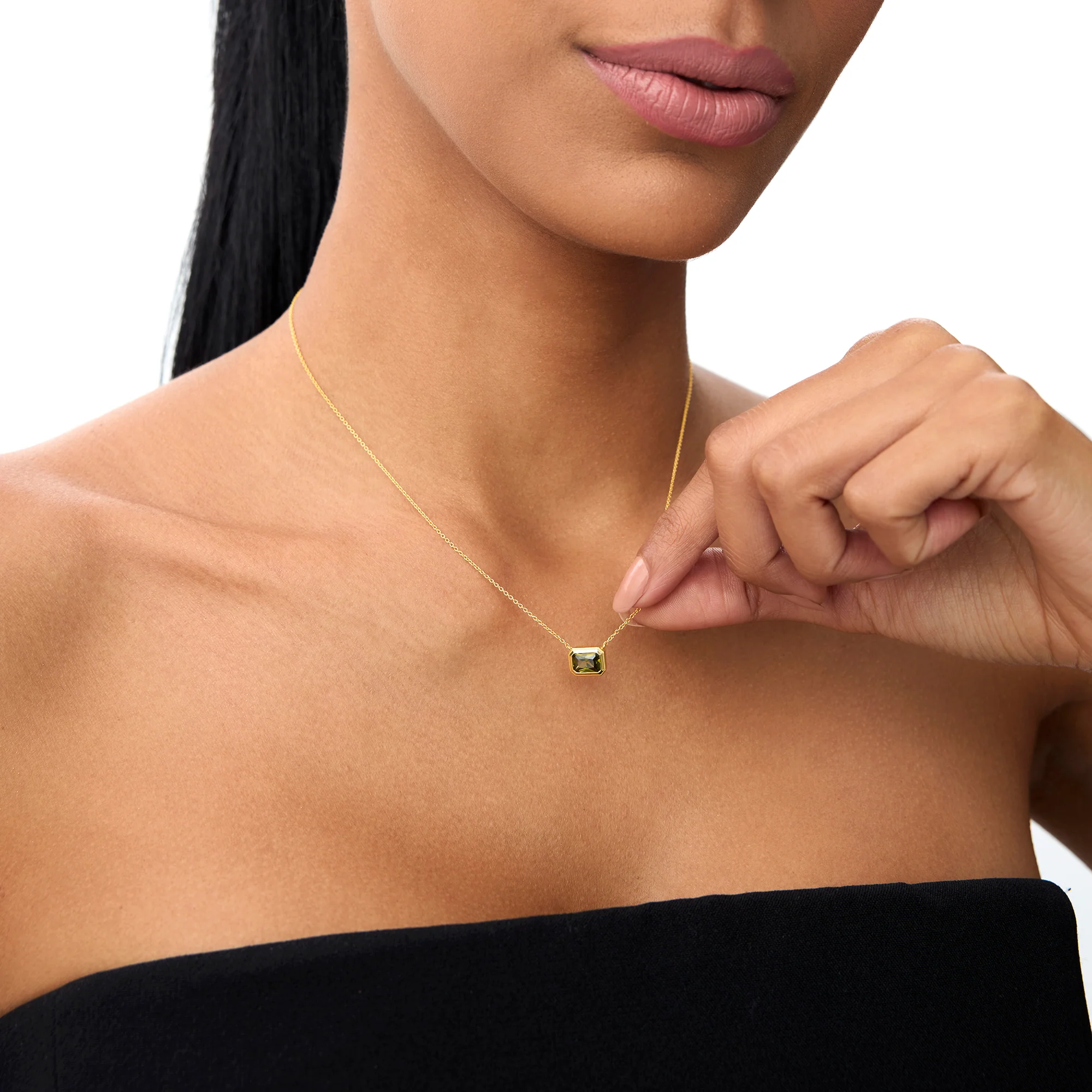 14K Gold 1.15 ctw Emerald Cut Bezel Setting Peridot - Image 3
