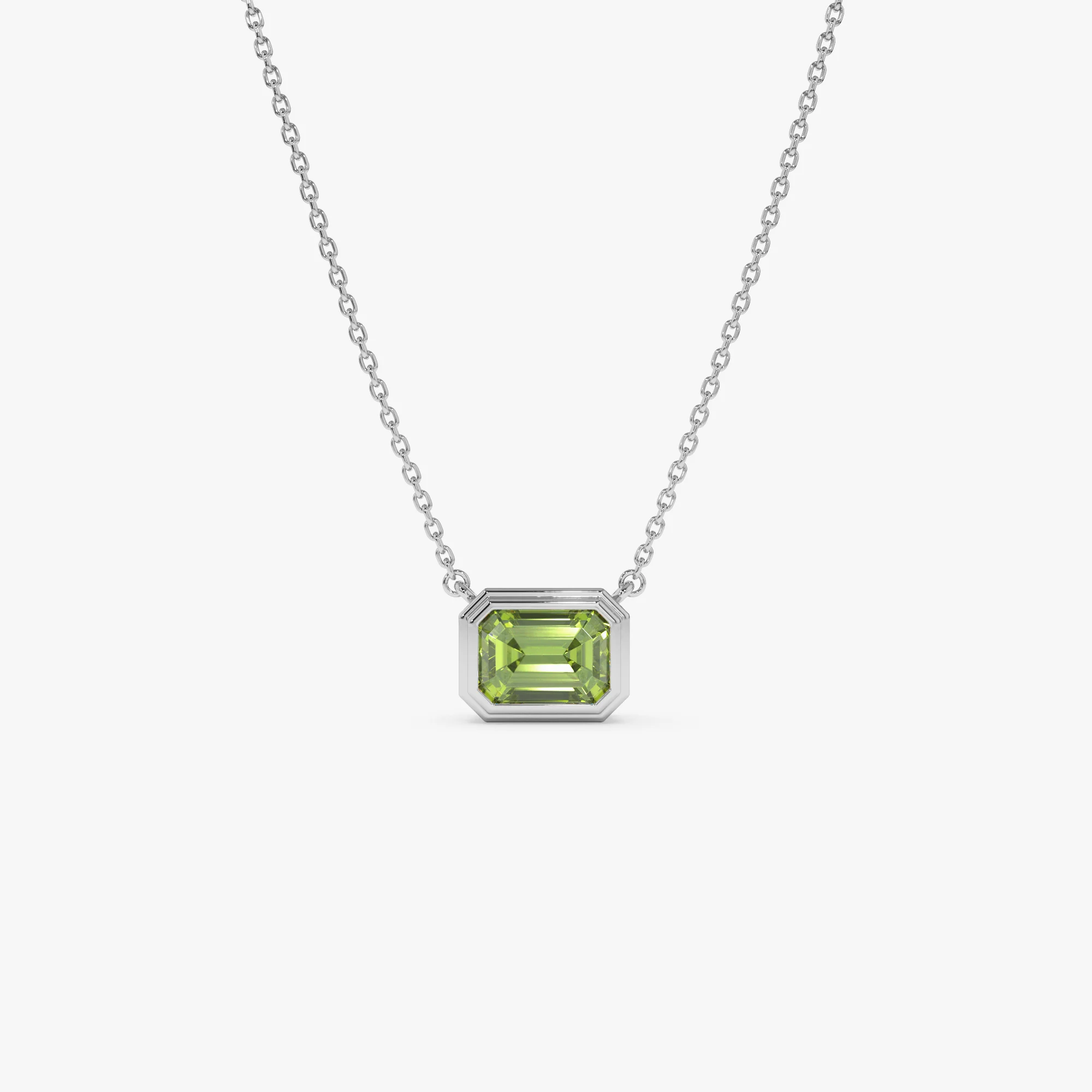 14K Gold 1.15 ctw Emerald Cut Bezel Setting Peridot - Image 6