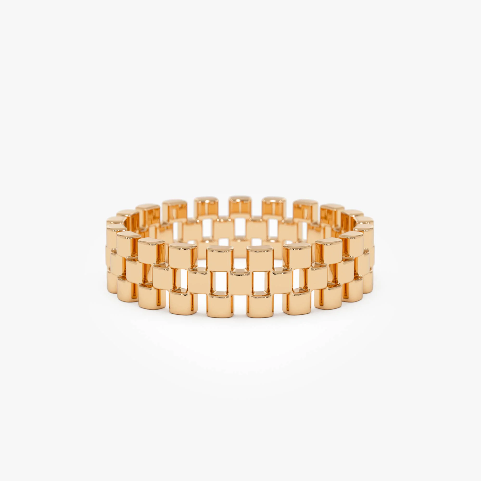 14k Gold 3 Row Link Ring - Image 5
