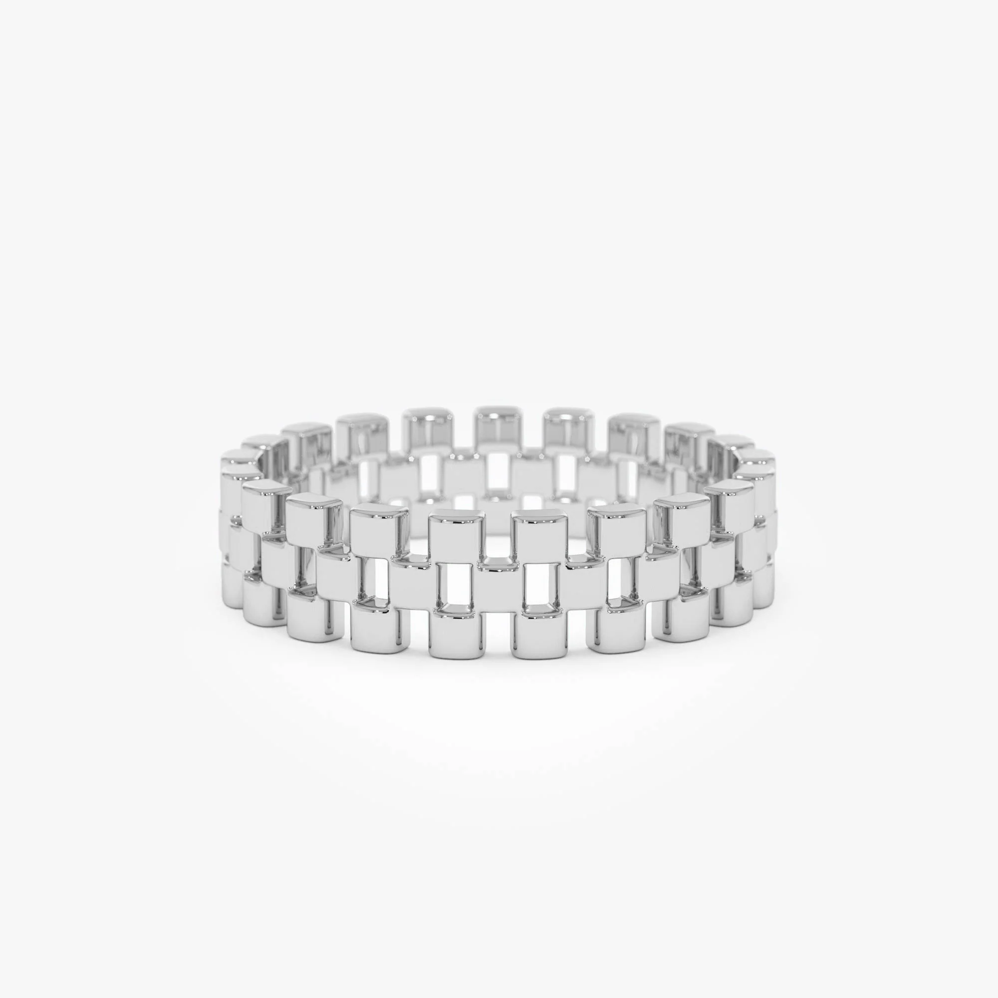 14k Gold 3 Row Link Ring - Image 6