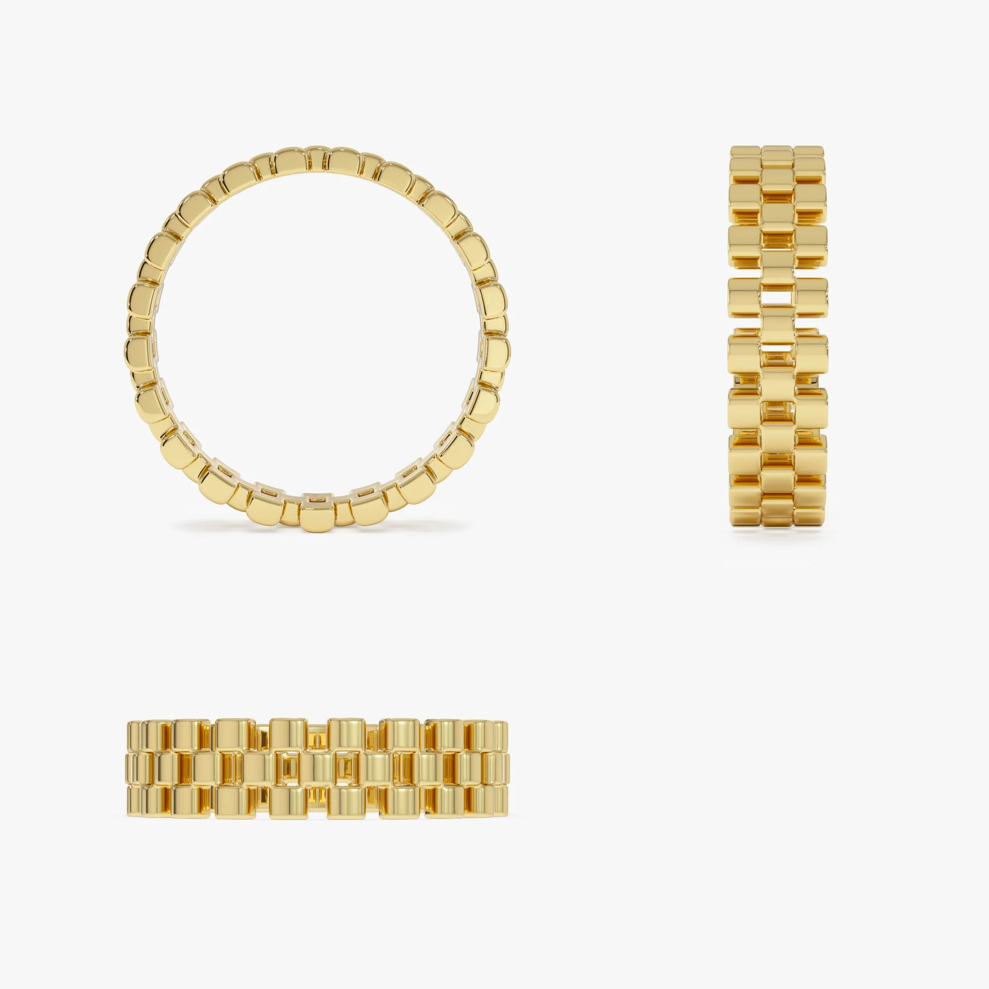 14k Gold 3 Row Link Ring - Image 8