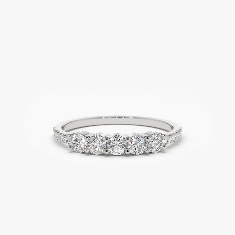 14K Gold 5 Stone Diamond Anniversary Ring - Image 5