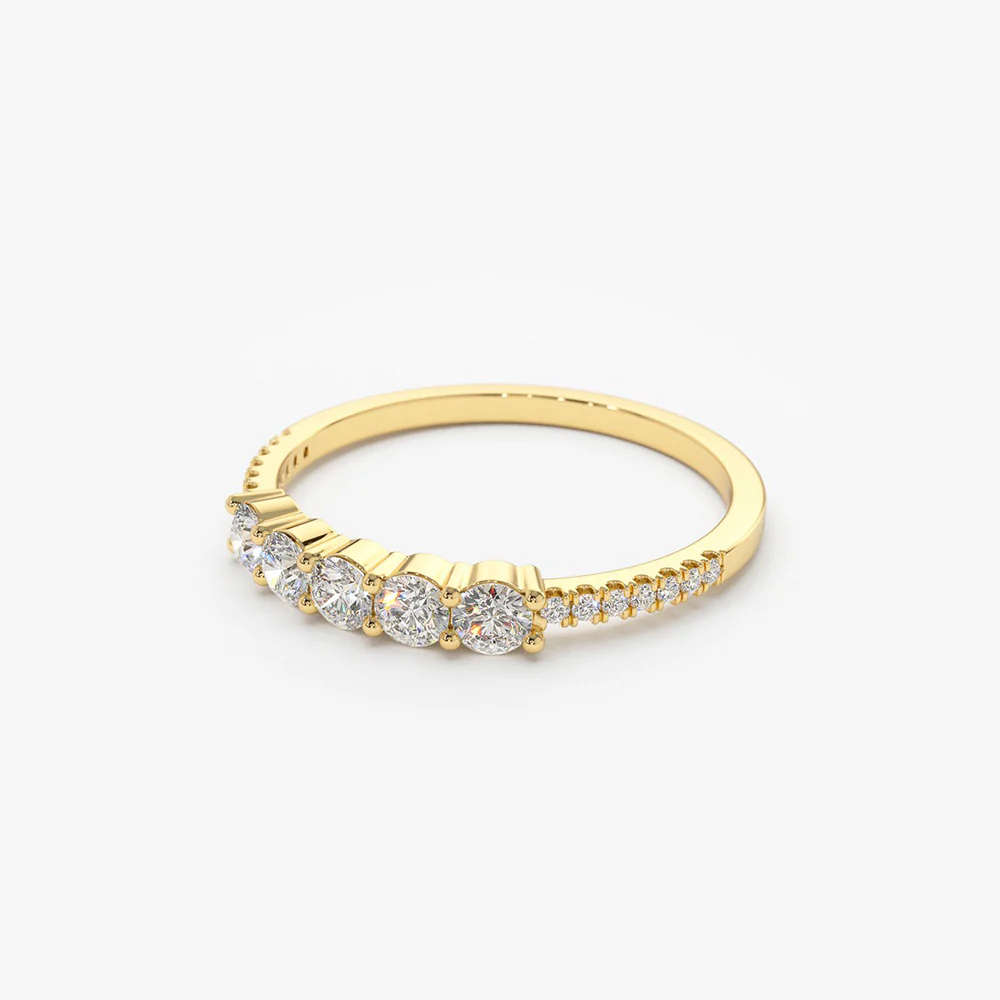 14K Gold 5 Stone Diamond Anniversary Ring - Image 6