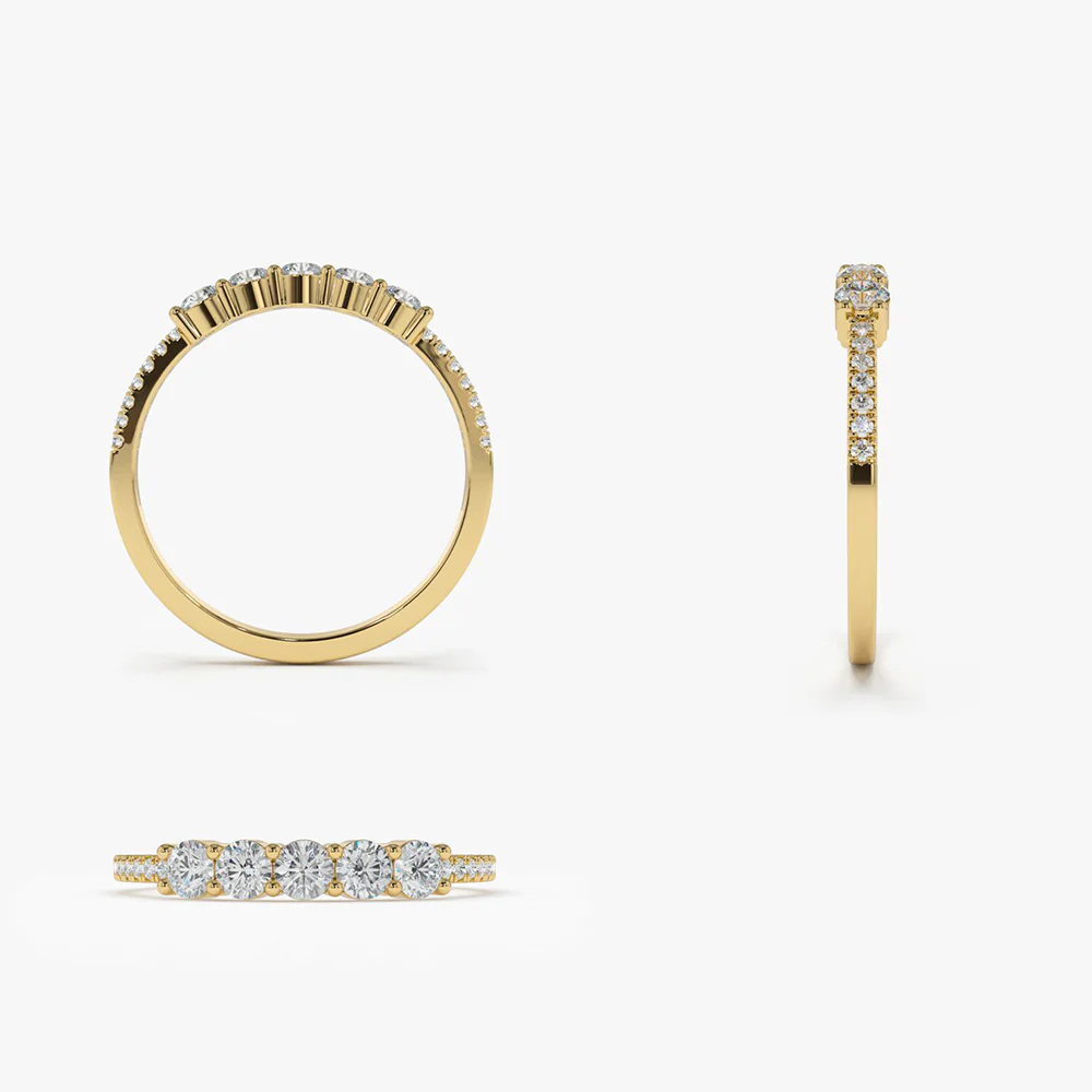 14K Gold 5 Stone Diamond Anniversary Ring - Image 7