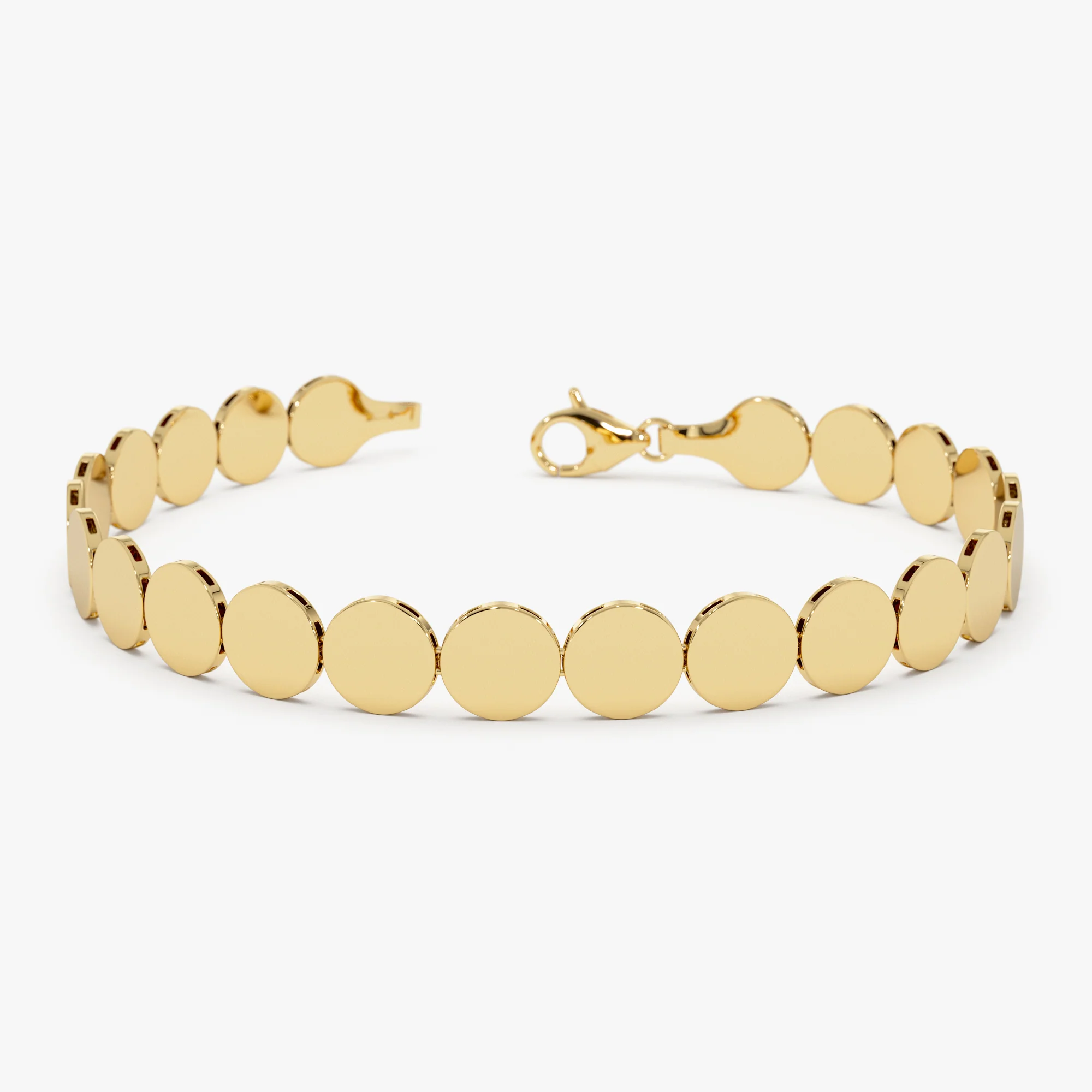 14K Gold 6.5MM Wide Round Link Bracelet
