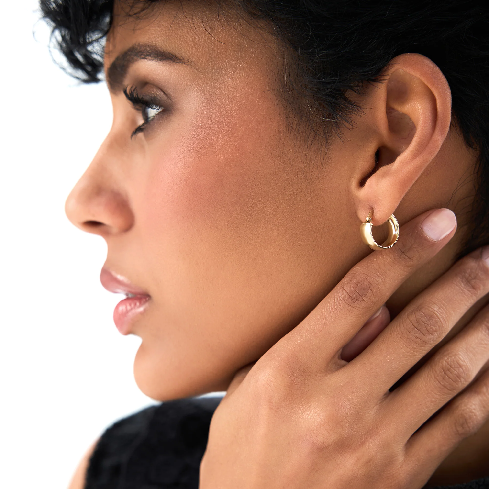 14K Gold 6MM Bold Mini Hoops - Image 2