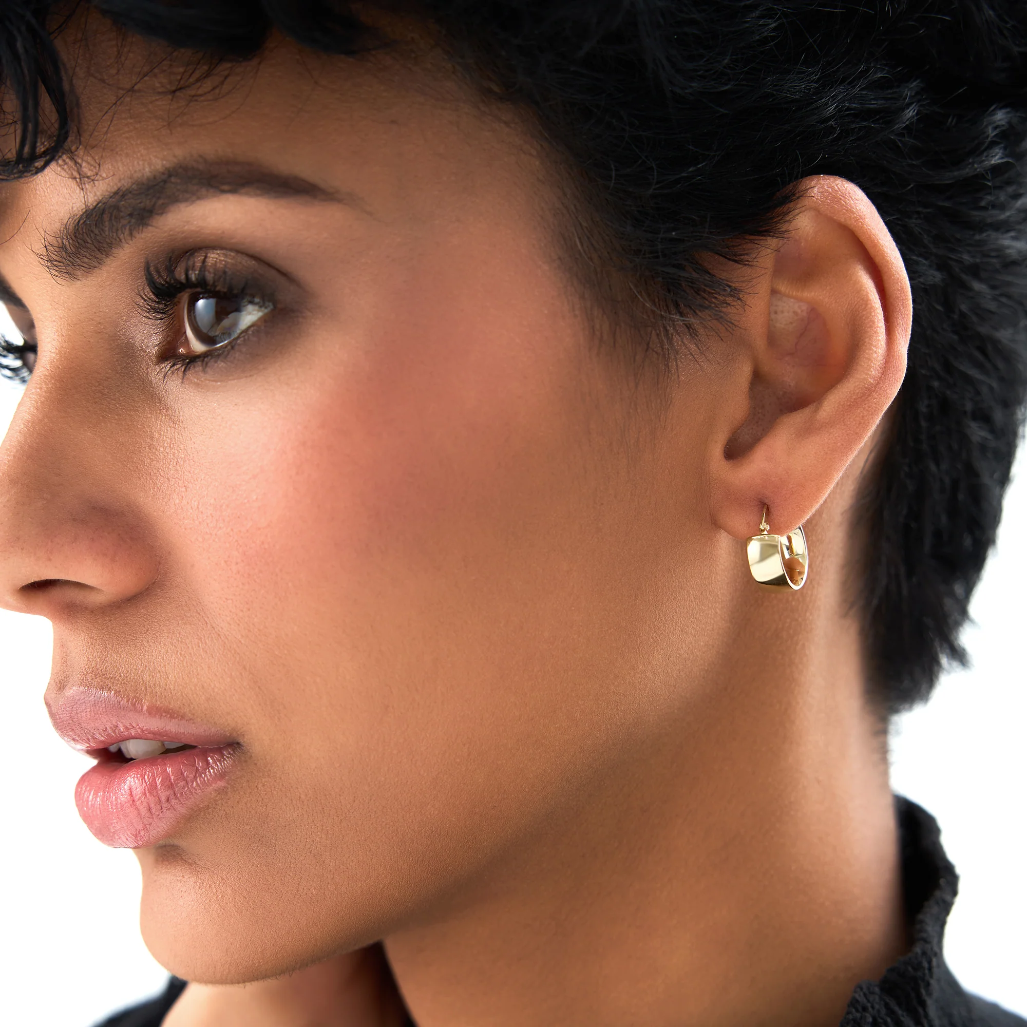 14K Gold 6MM Bold Mini Hoops - Image 4