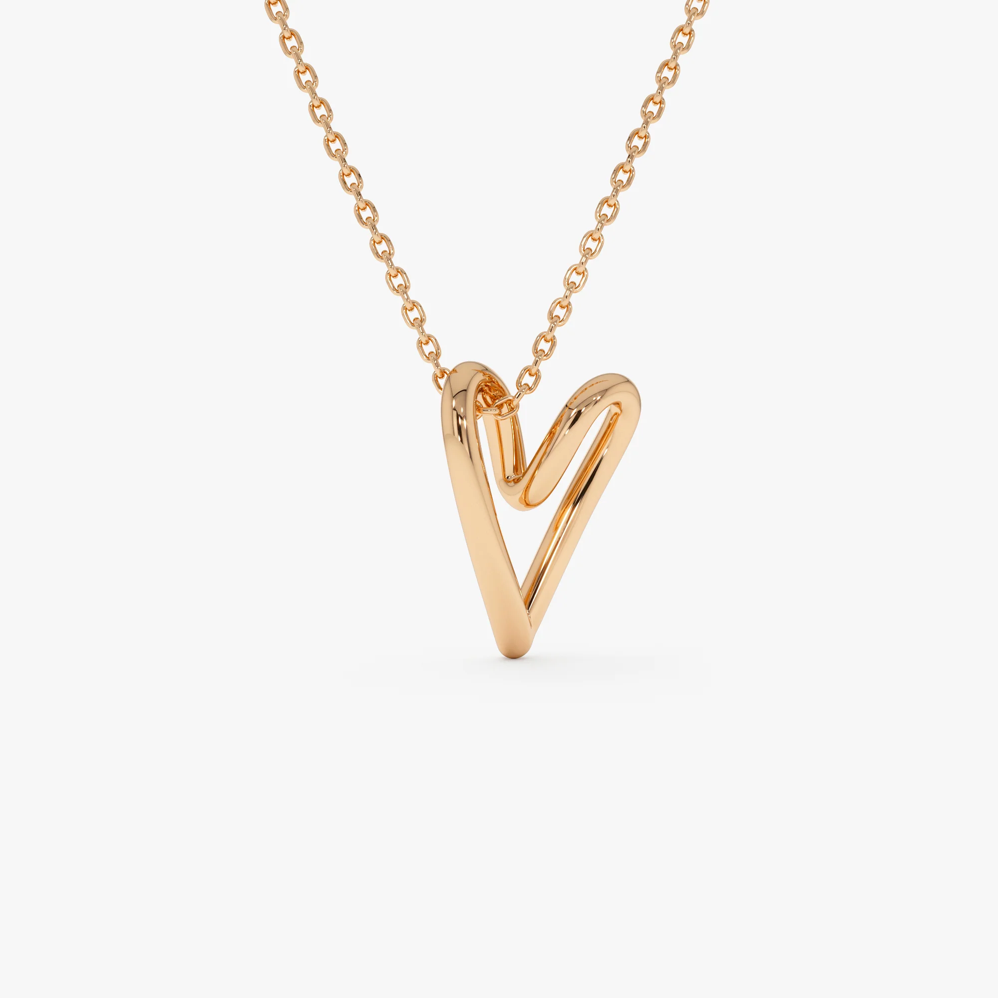 14K Gold Abstract Open Heart Pendant Necklace - Image 6