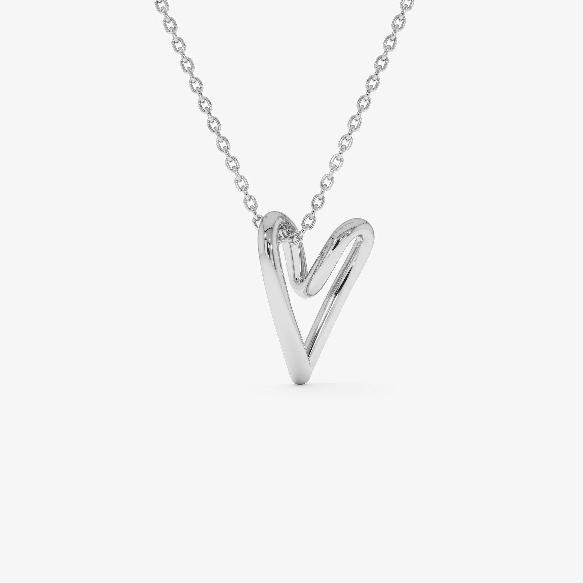14K Gold Abstract Open Heart Pendant Necklace - Image 7