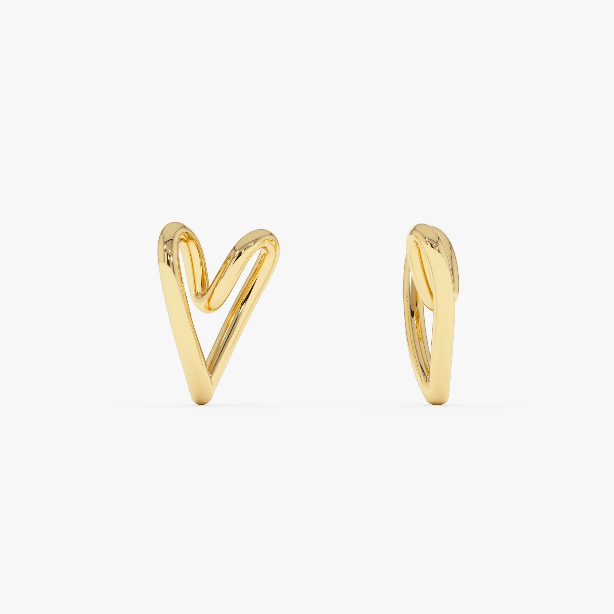 14K Gold Abstract Open Heart Pendant Necklace - Image 8