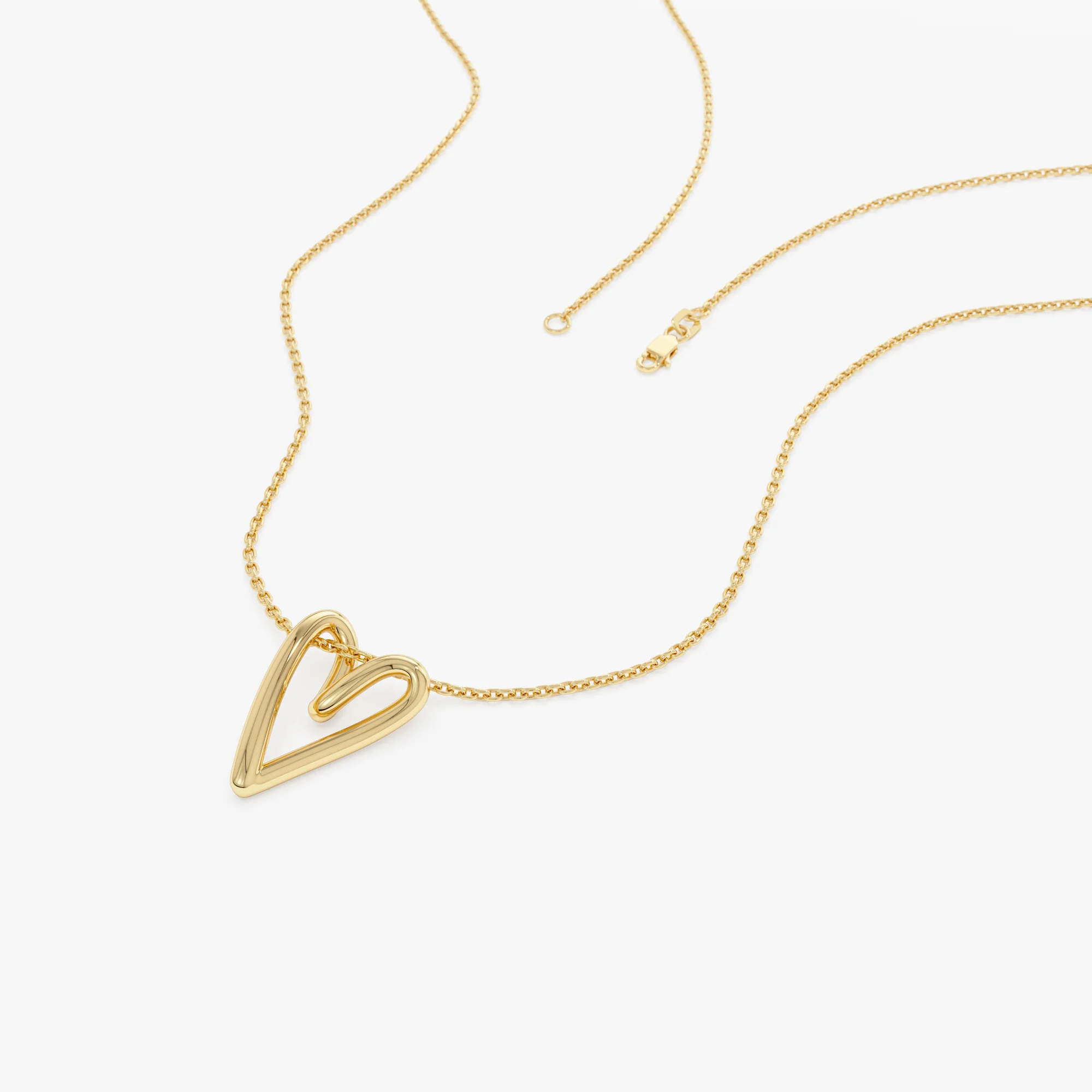 14K Gold Abstract Open Heart Pendant Necklace - Image 9