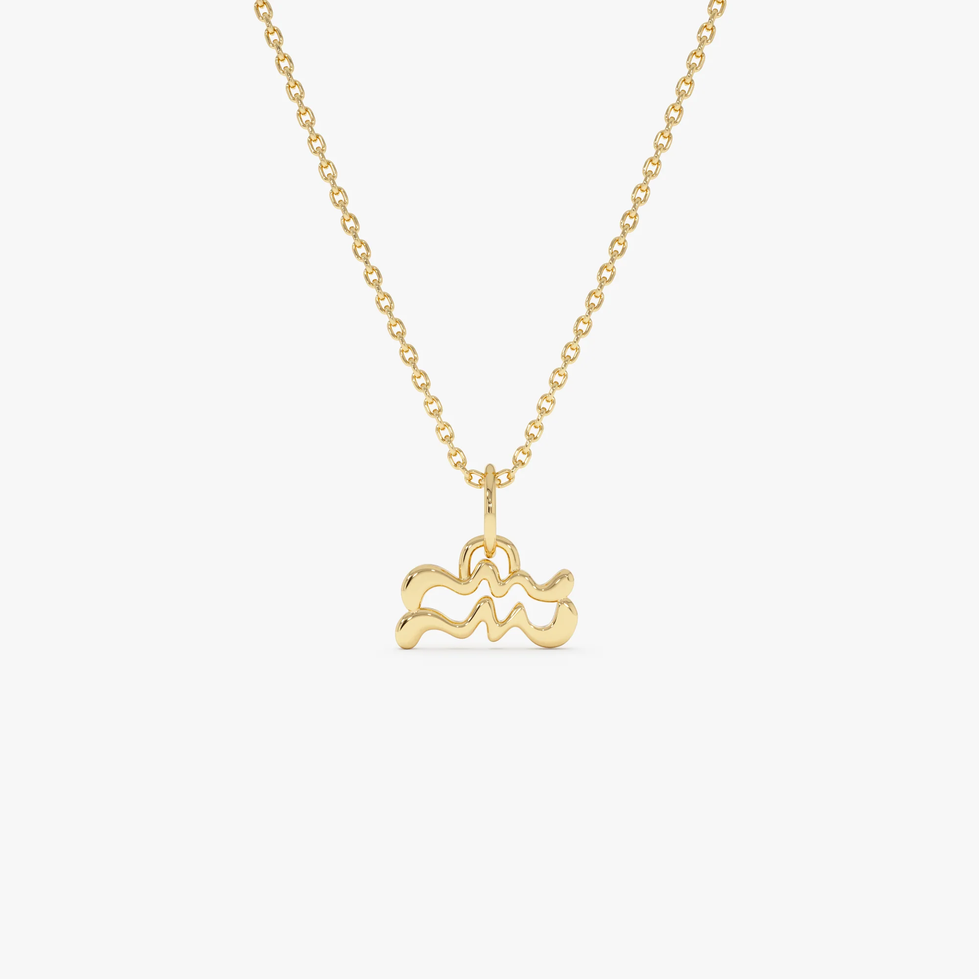14K Aquarius Zodiac Charm Necklace
