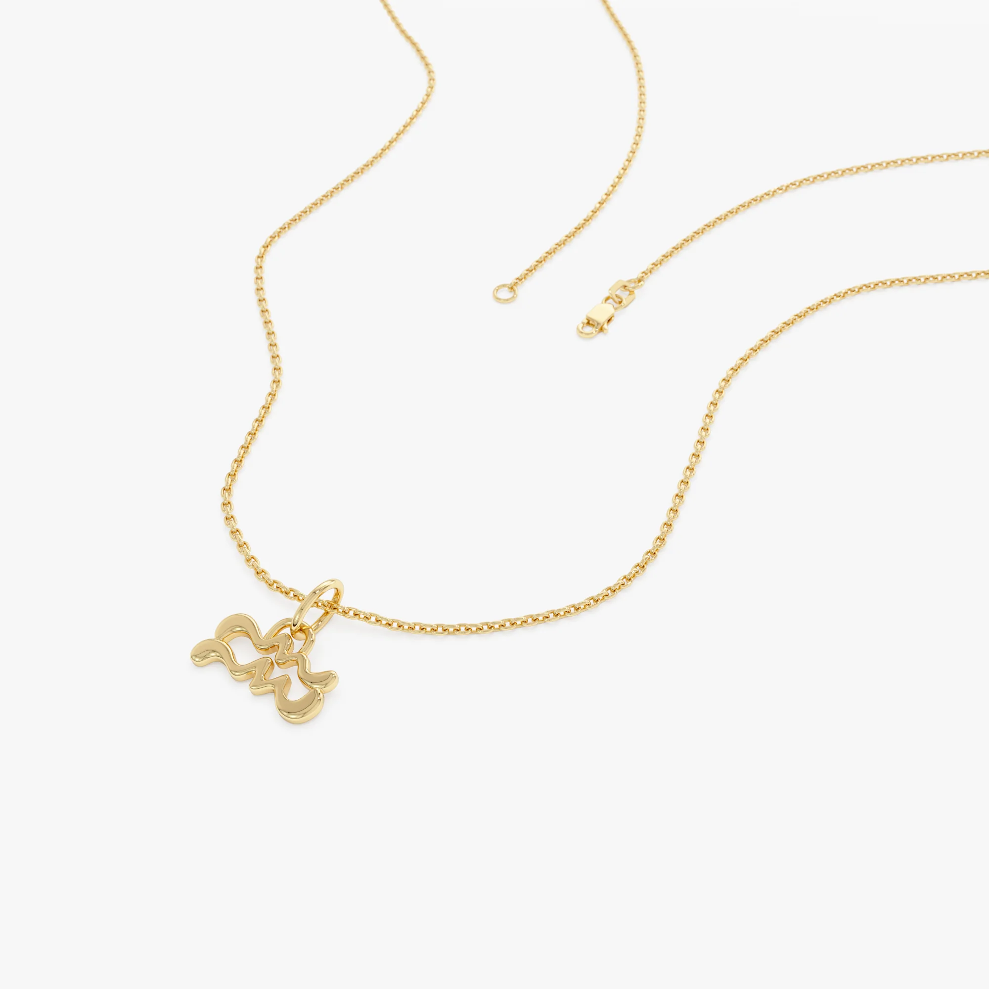 14K Aquarius Zodiac Charm Necklace - Image 5