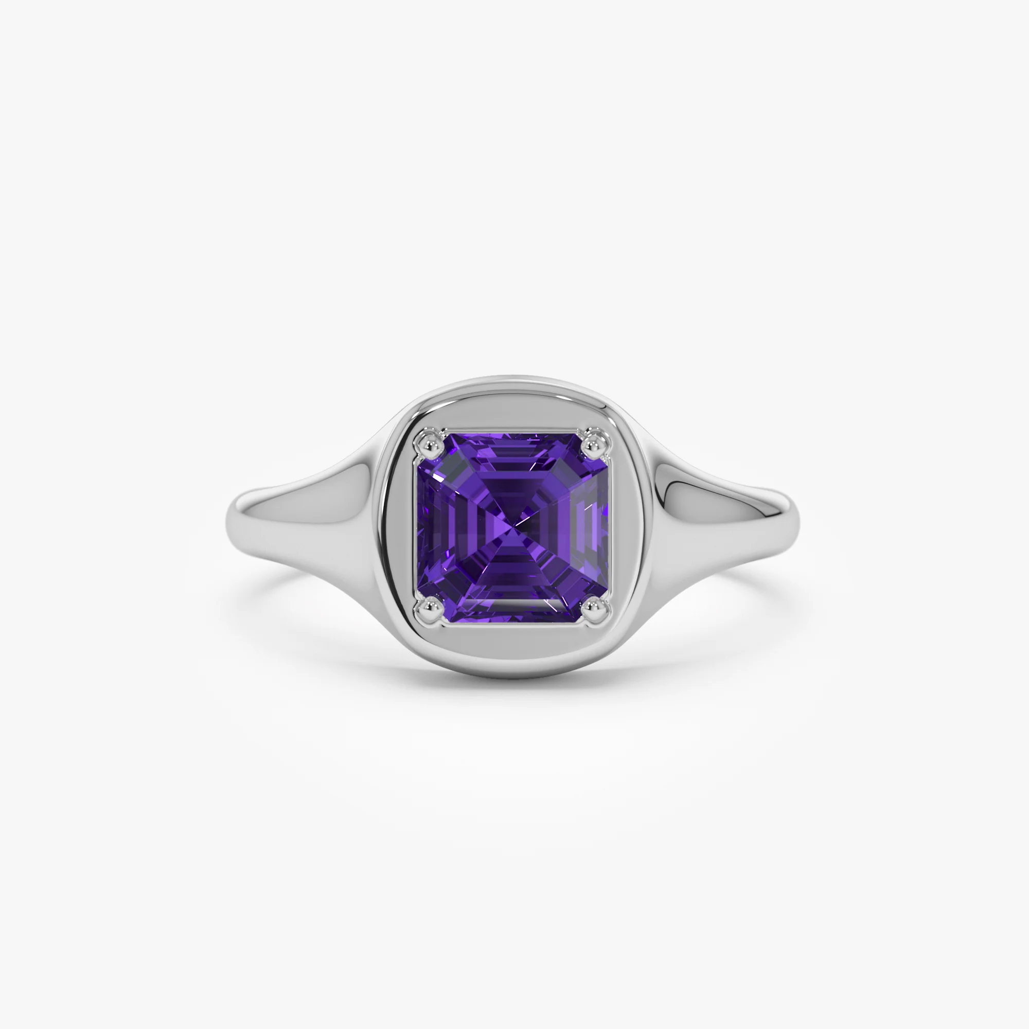 14K Asscher Cut Amethyst Signet Ring - Image 6