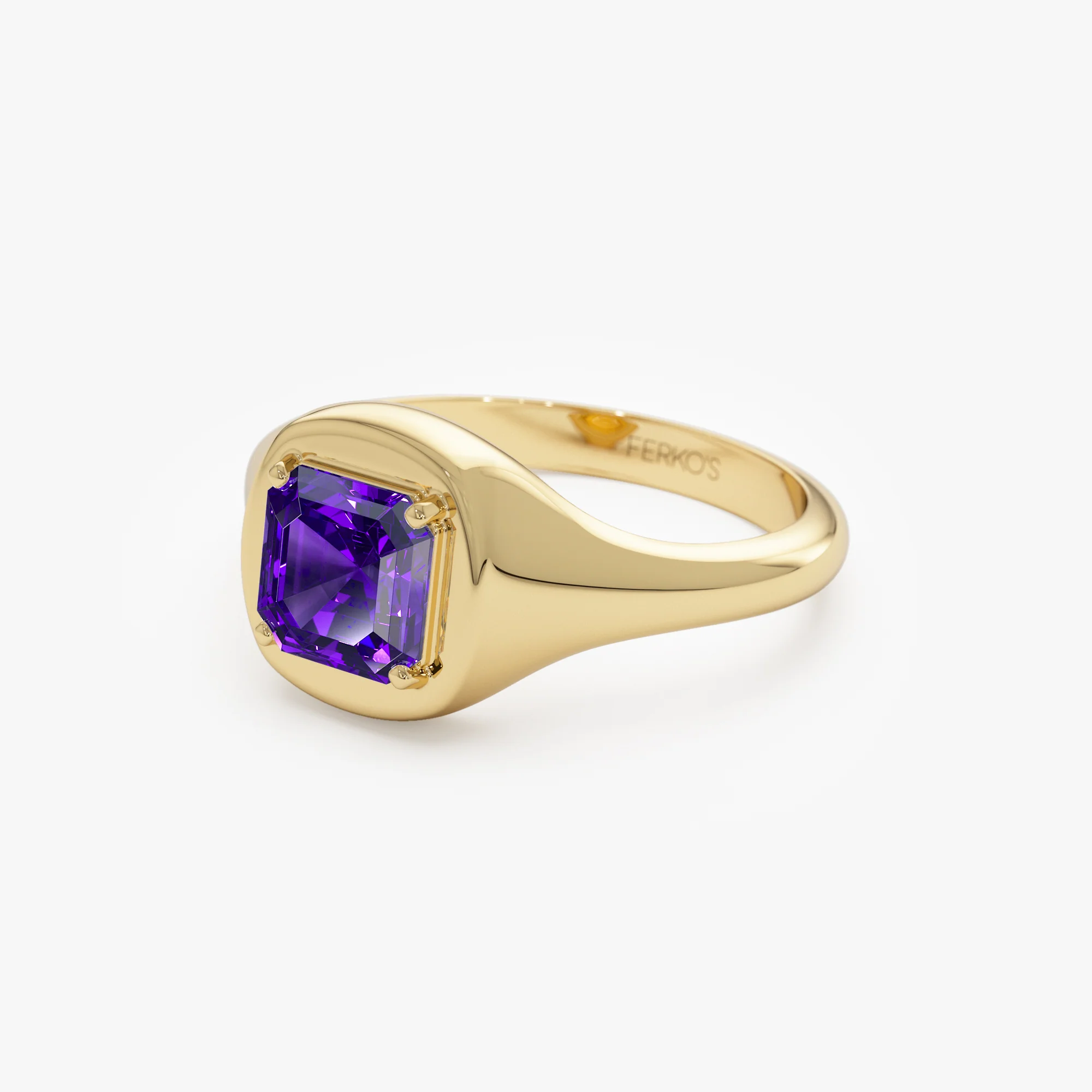 14K Asscher Cut Amethyst Signet Ring - Image 7