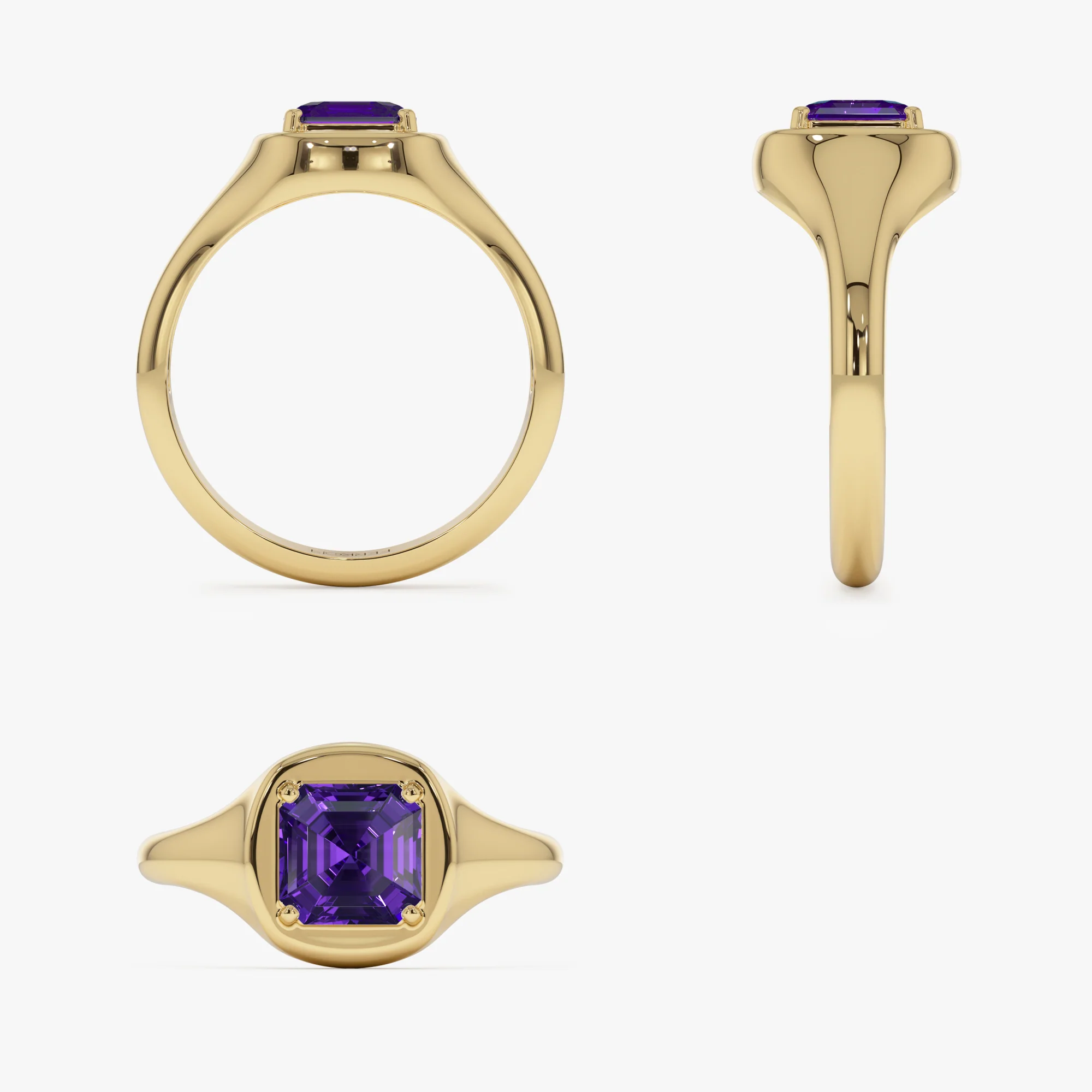 14K Asscher Cut Amethyst Signet Ring - Image 8