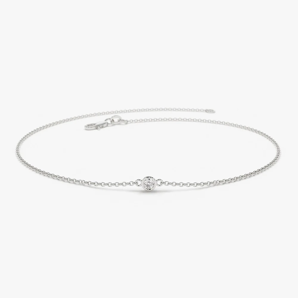 14k Gold Bezel Setting Diamond Solitaire Bracelet 0.05ctw - Image 12