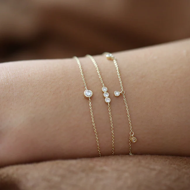 14k Gold Bezel Setting Diamond Solitaire Bracelet 0.05ctw - Image 7