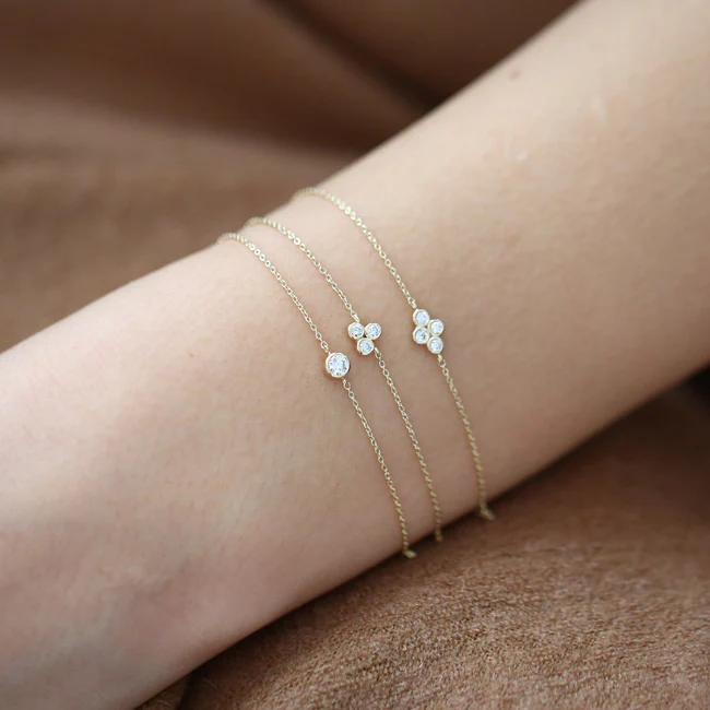 14k Gold Bezel Setting Diamond Solitaire Bracelet 0.05ctw - Image 8