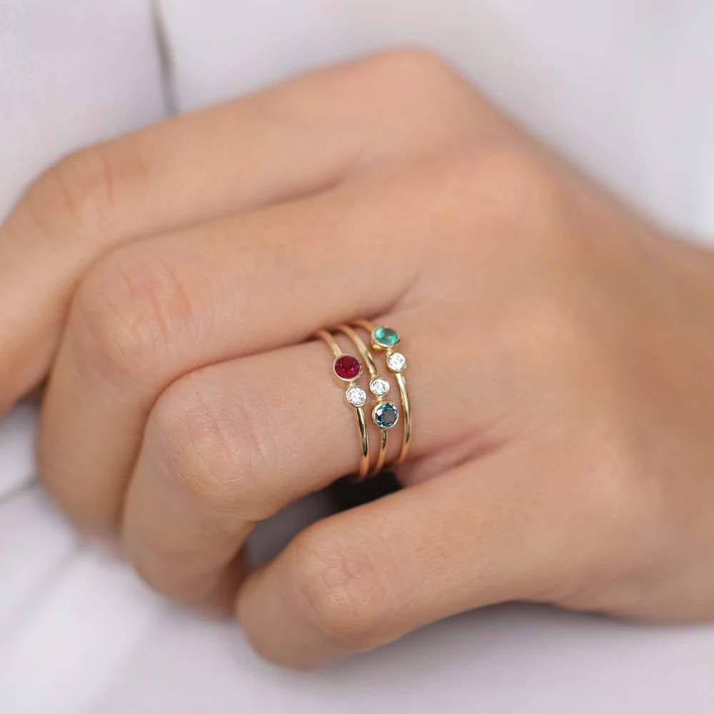 14K Gold Bezel Setting London Blue Topaz and Diamond Ring - Image 3