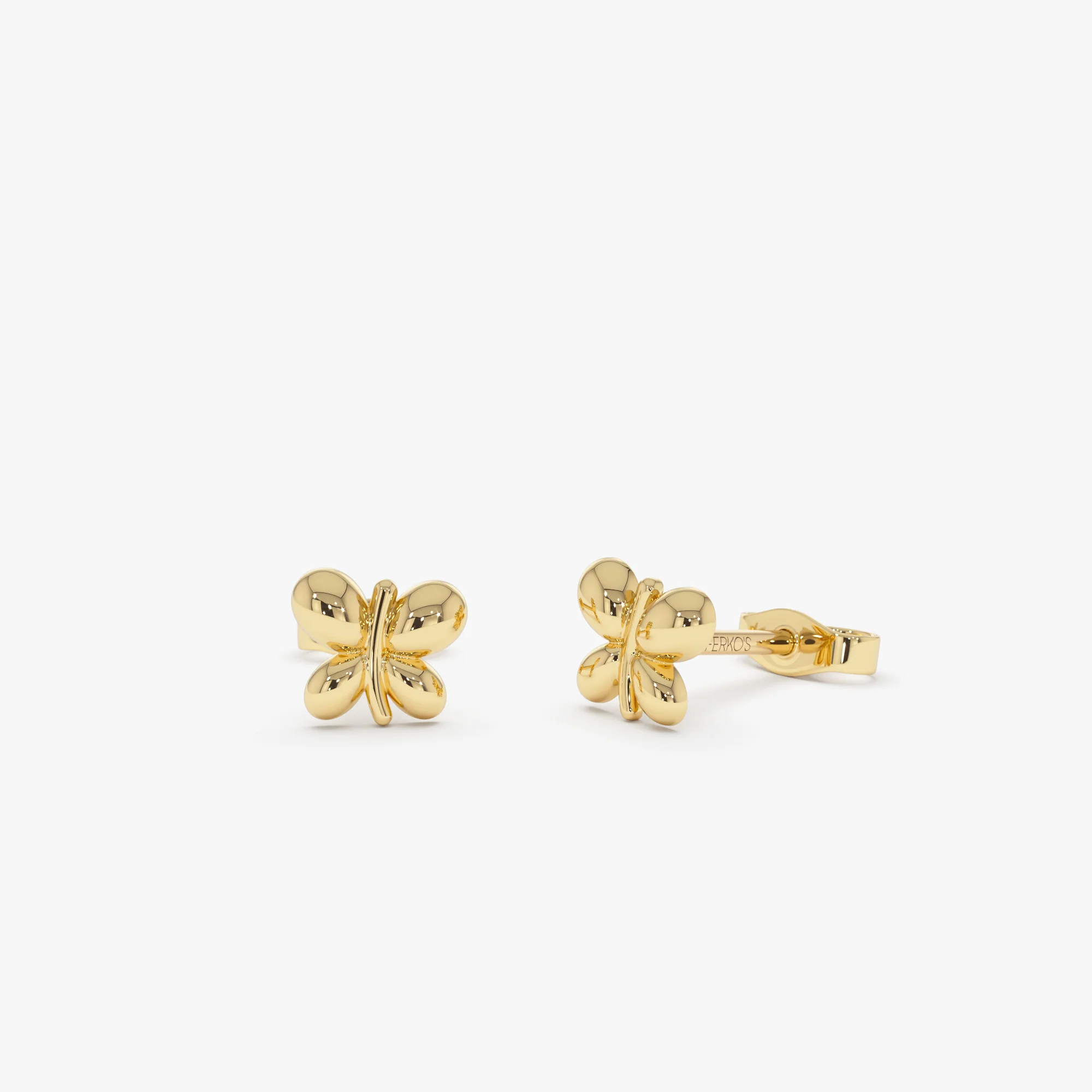 14K Gold Bubble Butterfly Stud Earrings