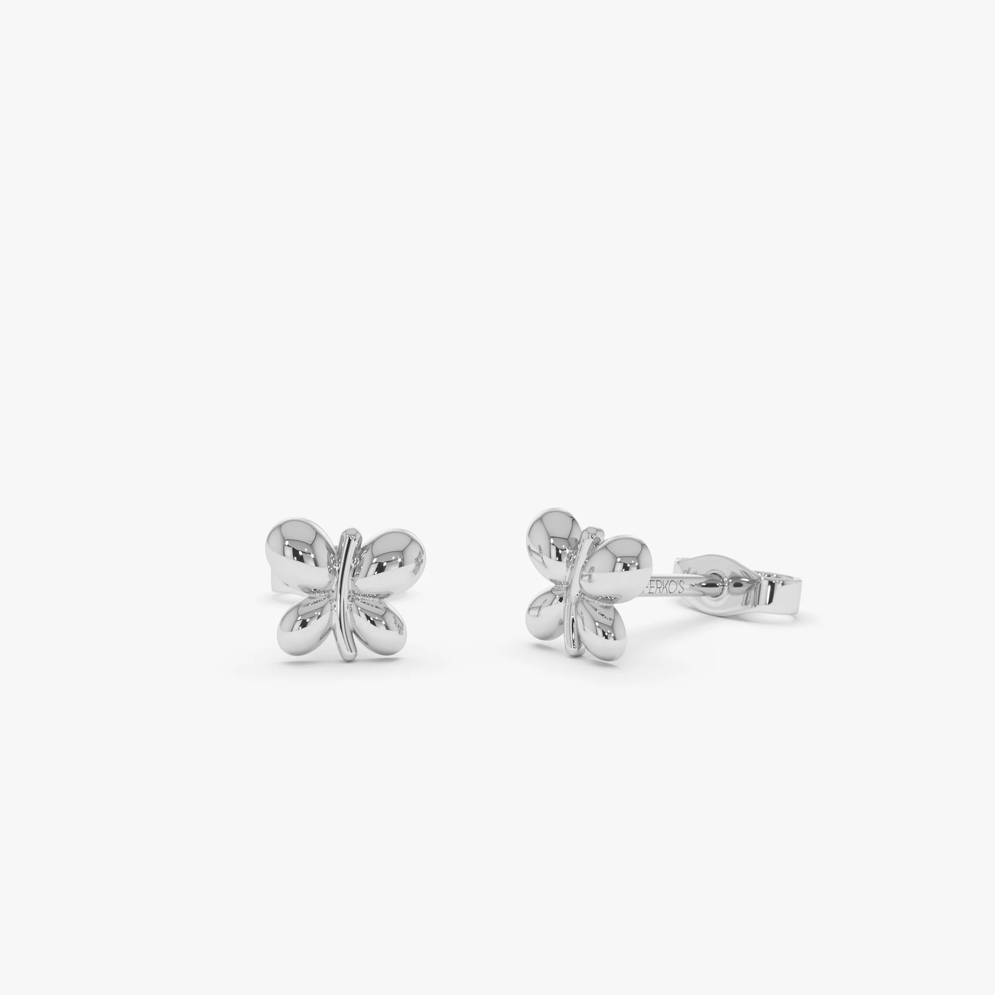 14K Gold Bubble Butterfly Stud Earrings - Image 5