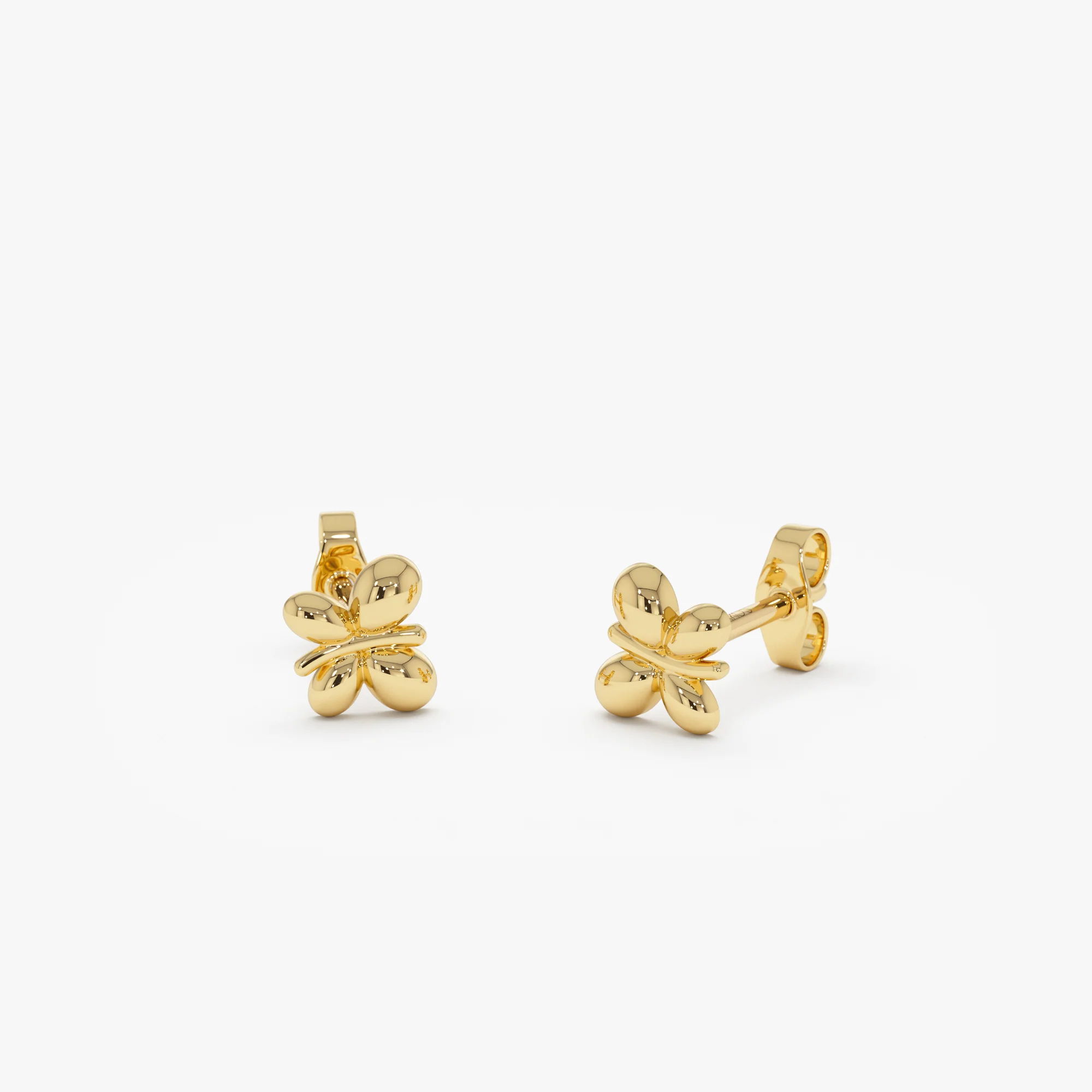 14K Gold Bubble Butterfly Stud Earrings - Image 6