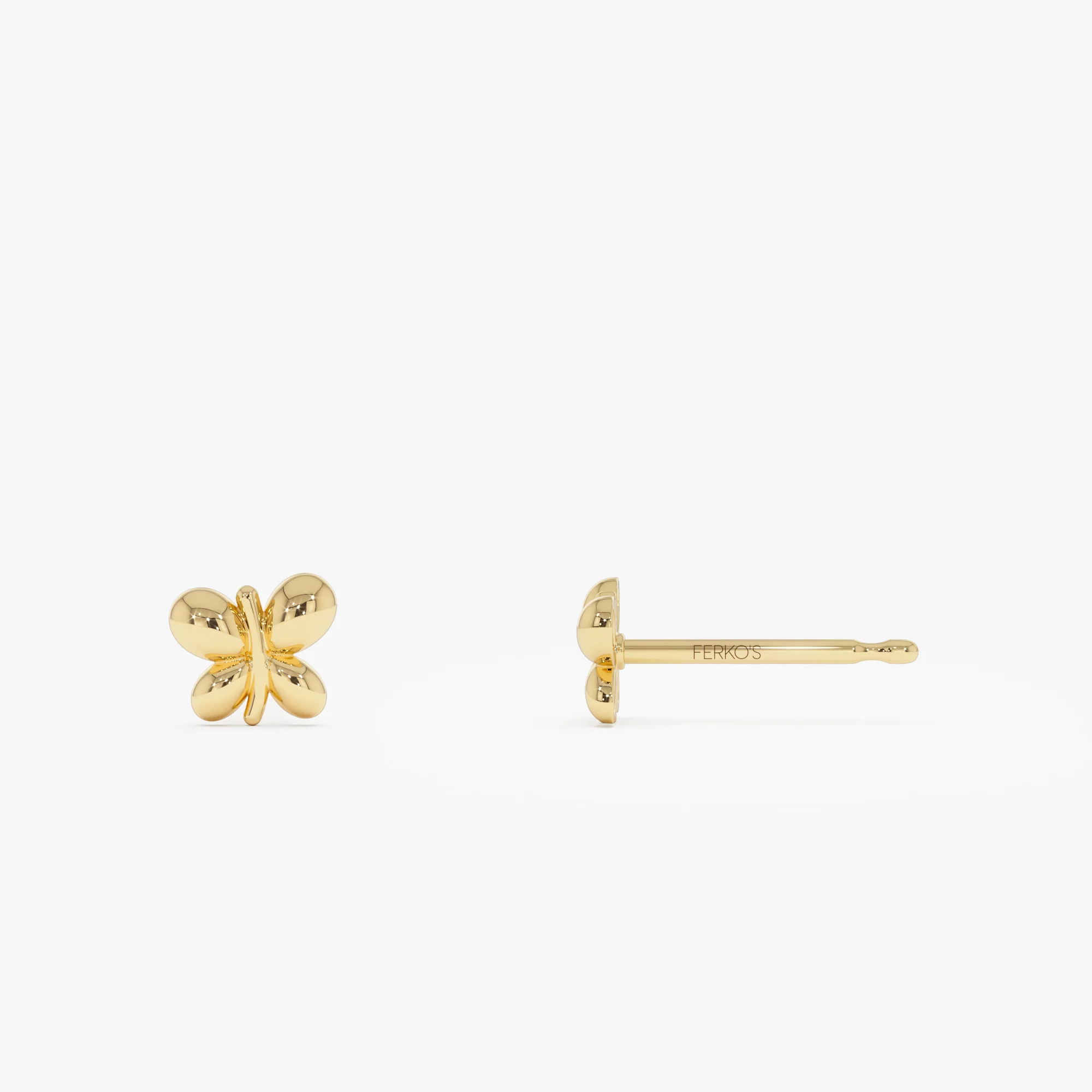14K Gold Bubble Butterfly Stud Earrings - Image 7