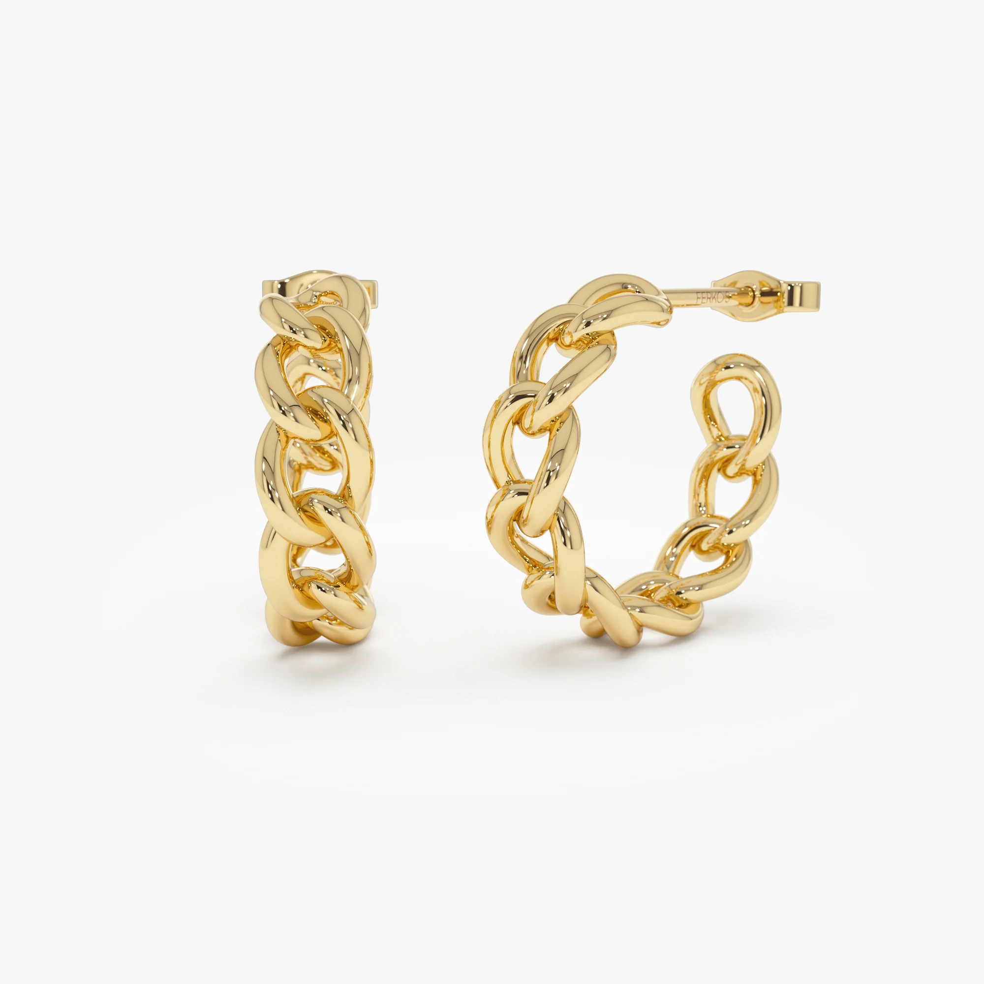 14k Gold Chain Link Statement Hoop Earrings