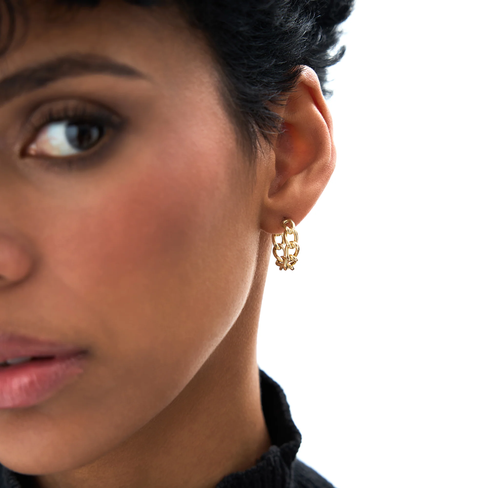 14k Gold Chain Link Statement Hoop Earrings - Image 4