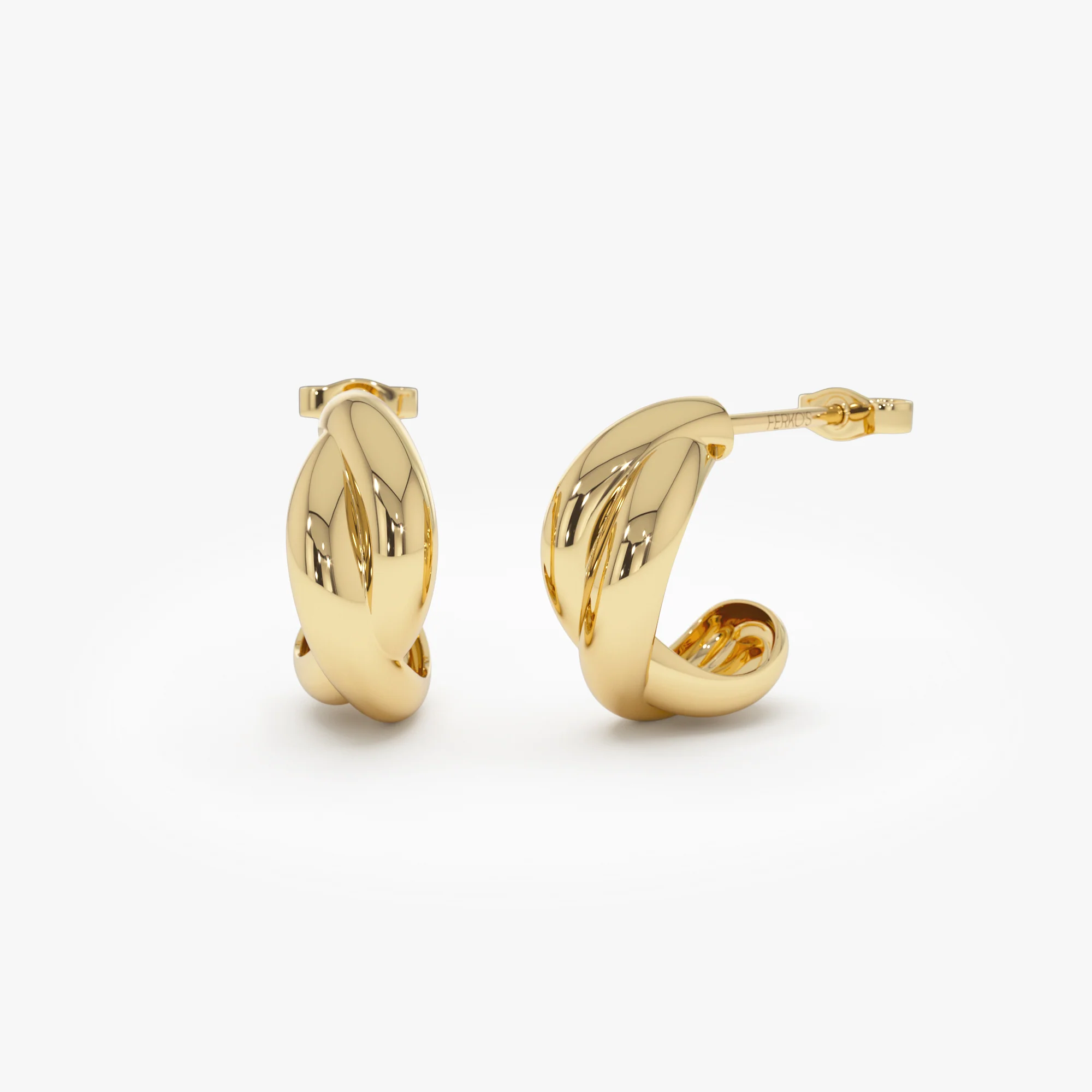 14K Gold Chunky Twisted Hoop Earrings