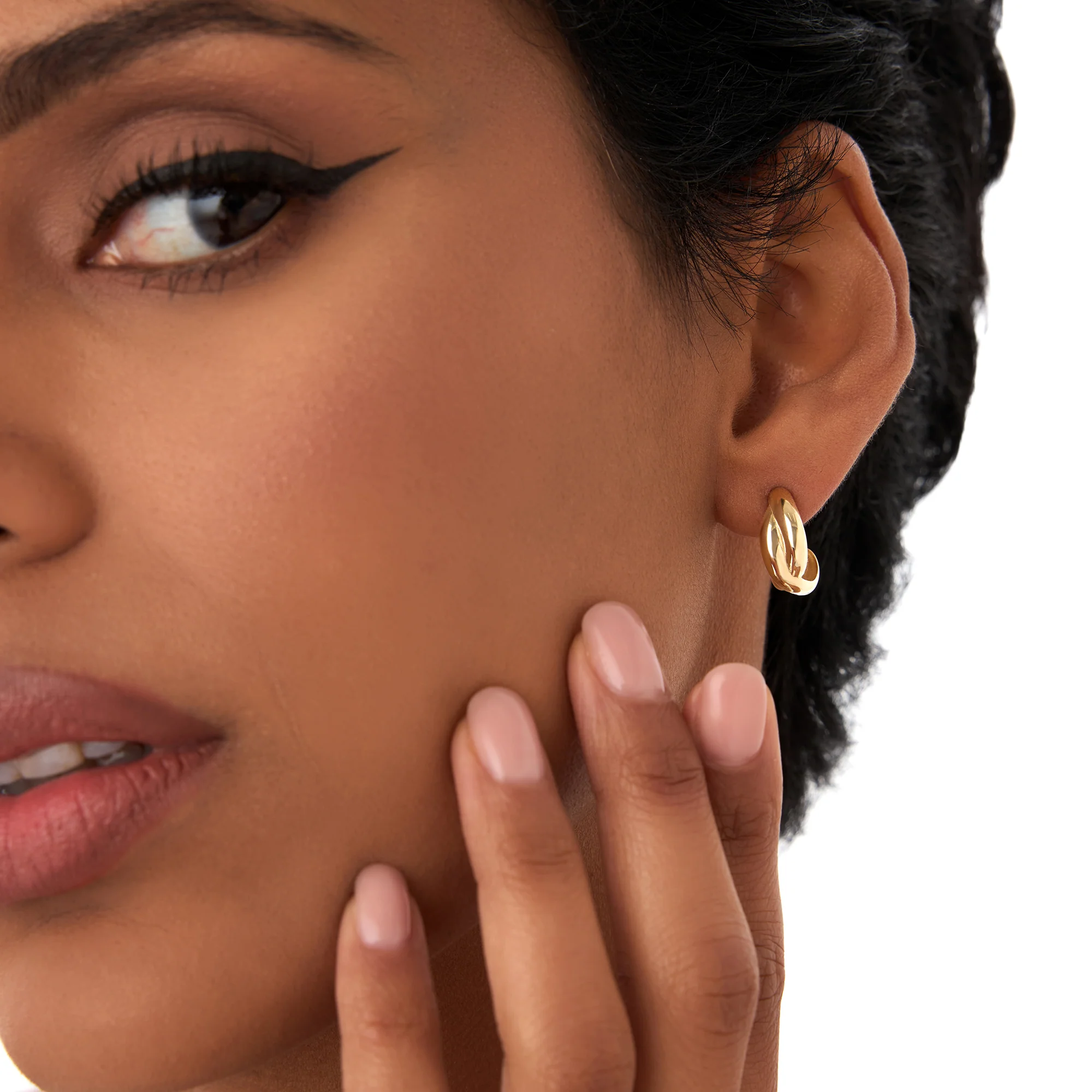 14K Gold Chunky Twisted Hoop Earrings - Image 3