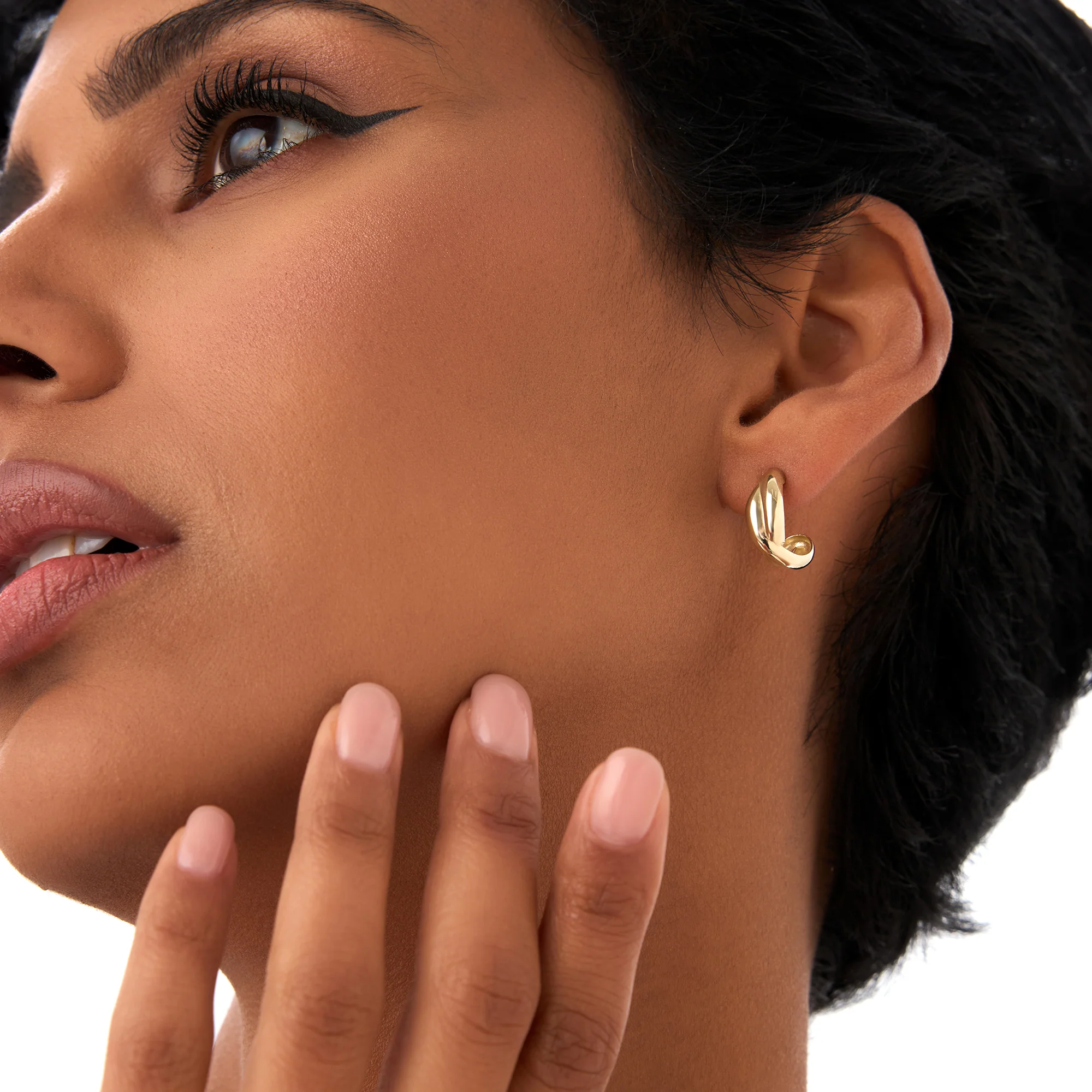 14K Gold Chunky Twisted Hoop Earrings - Image 4