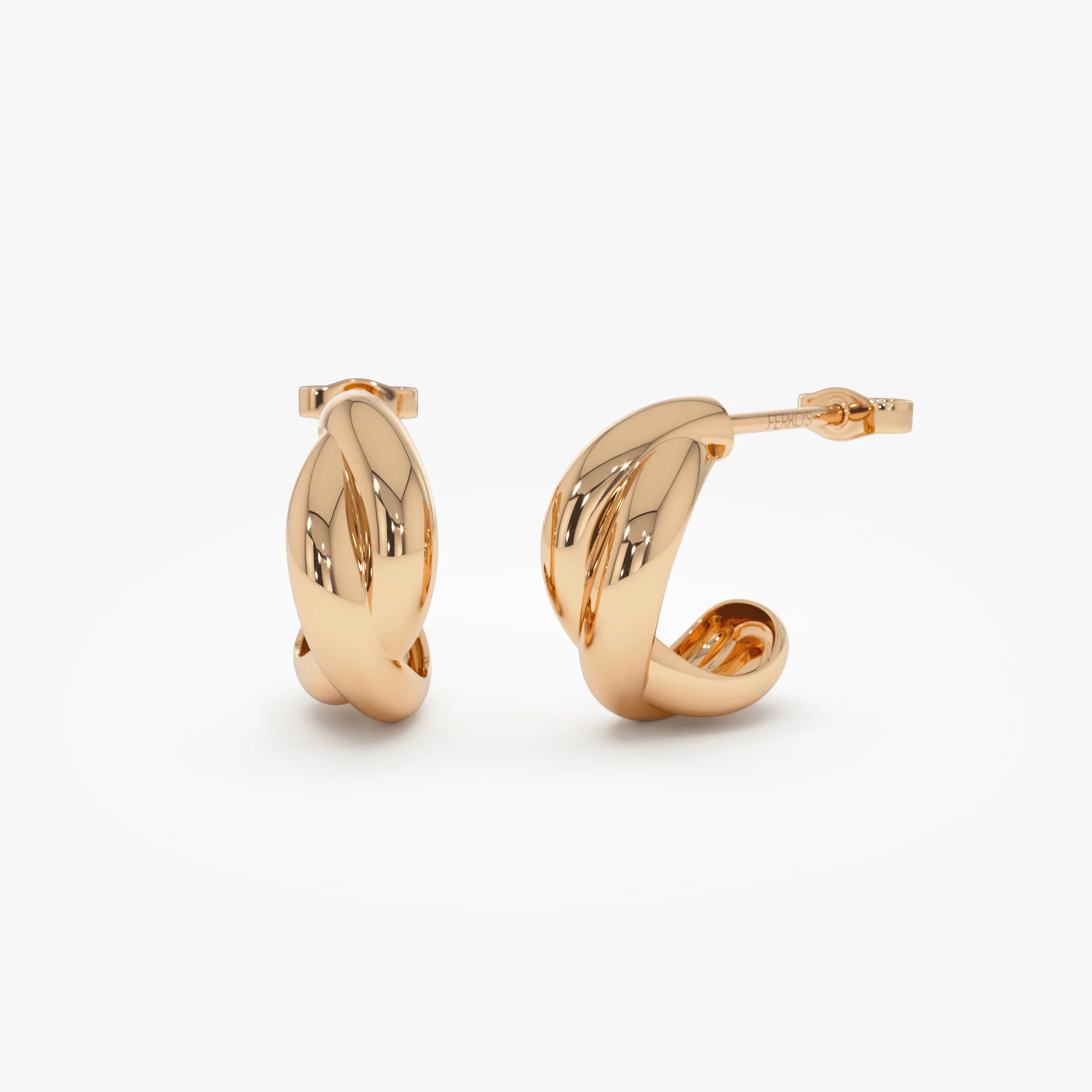 14K Gold Chunky Twisted Hoop Earrings - Image 6