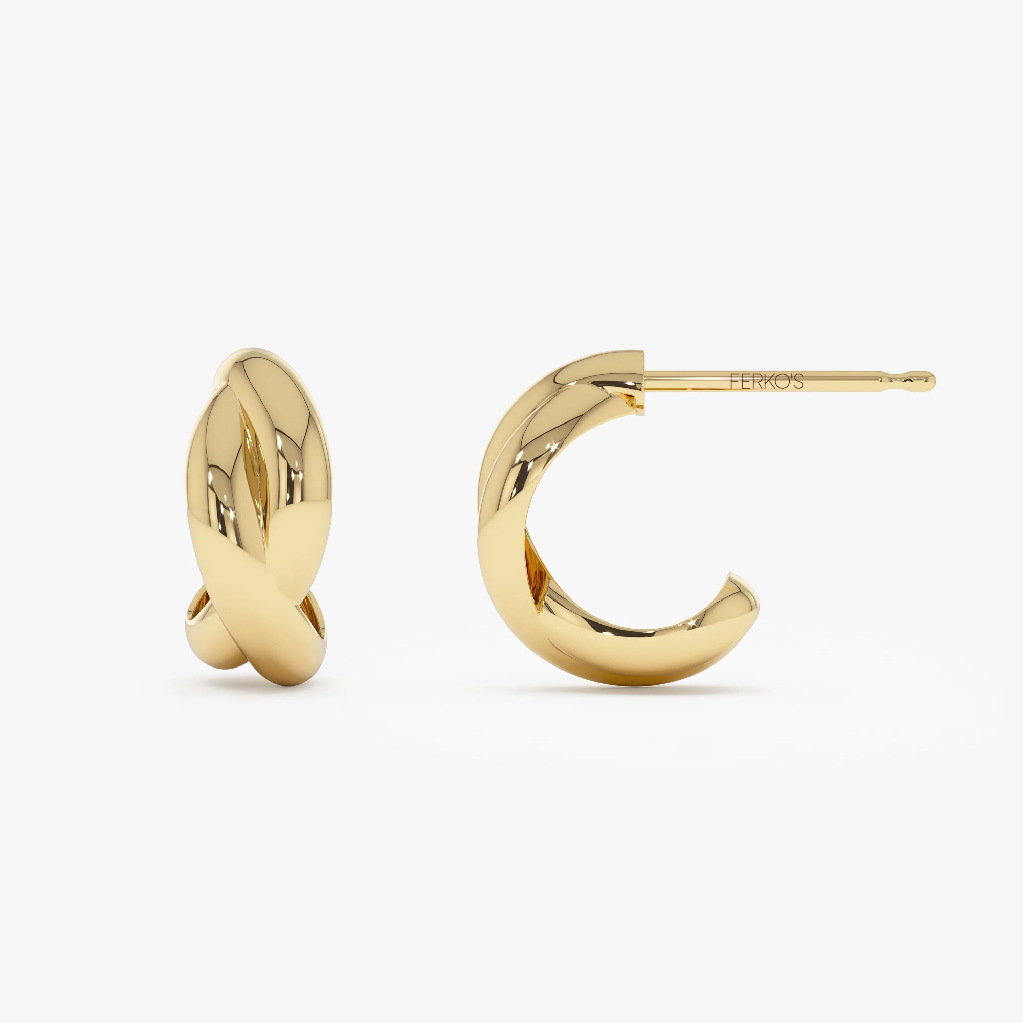 14K Gold Chunky Twisted Hoop Earrings - Image 7