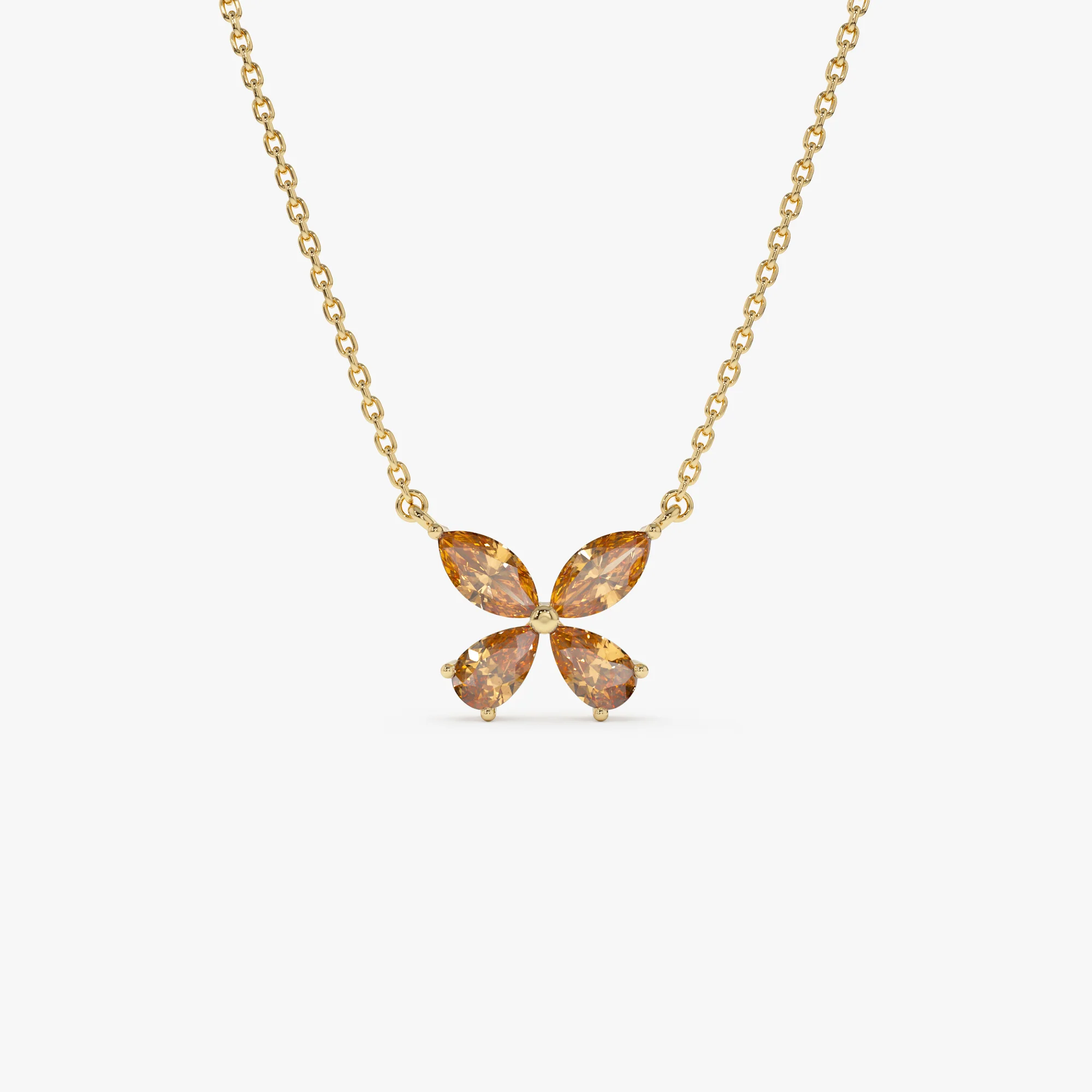14K Gold Citrine Butterfly Necklace