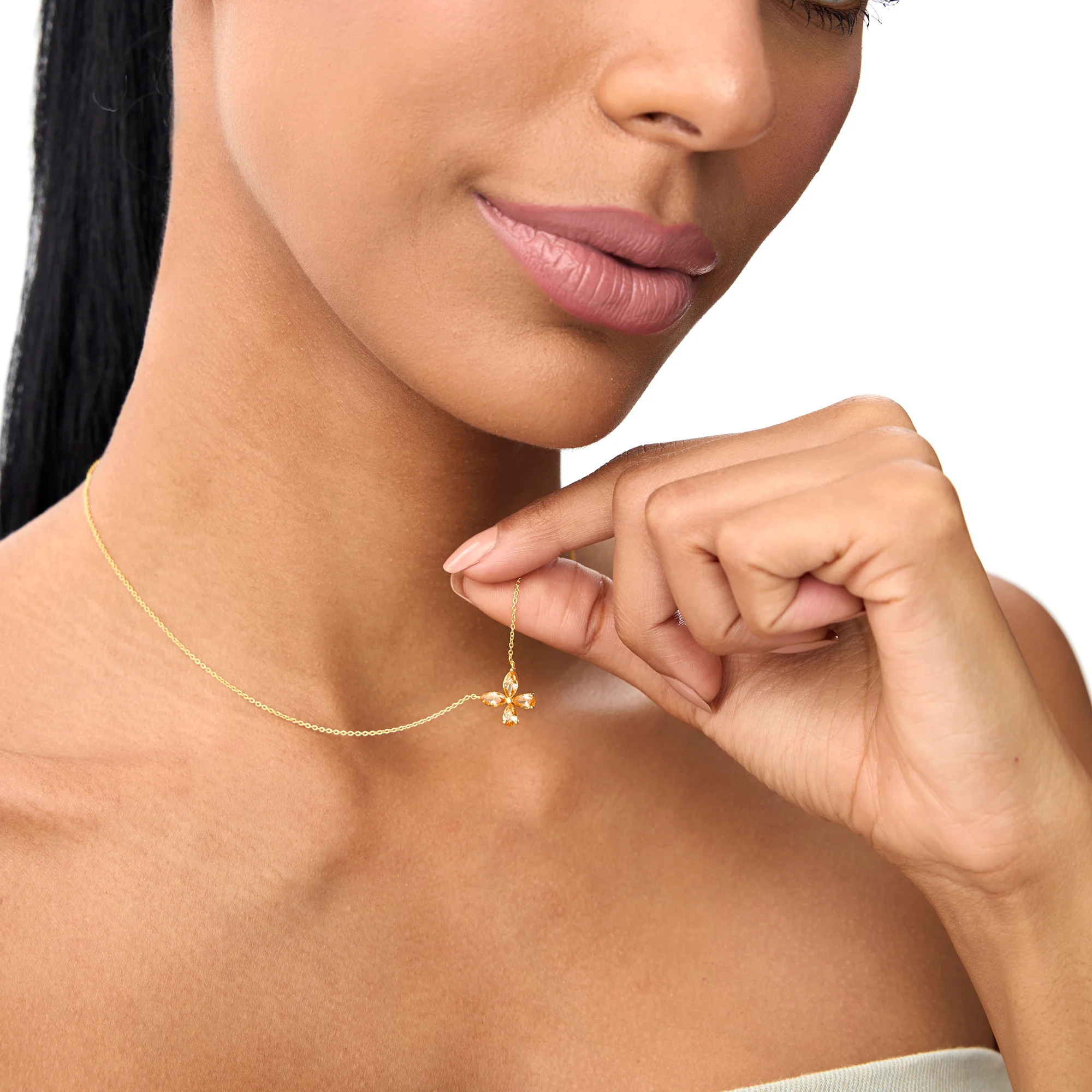 14K Gold Citrine Butterfly Necklace - Image 2