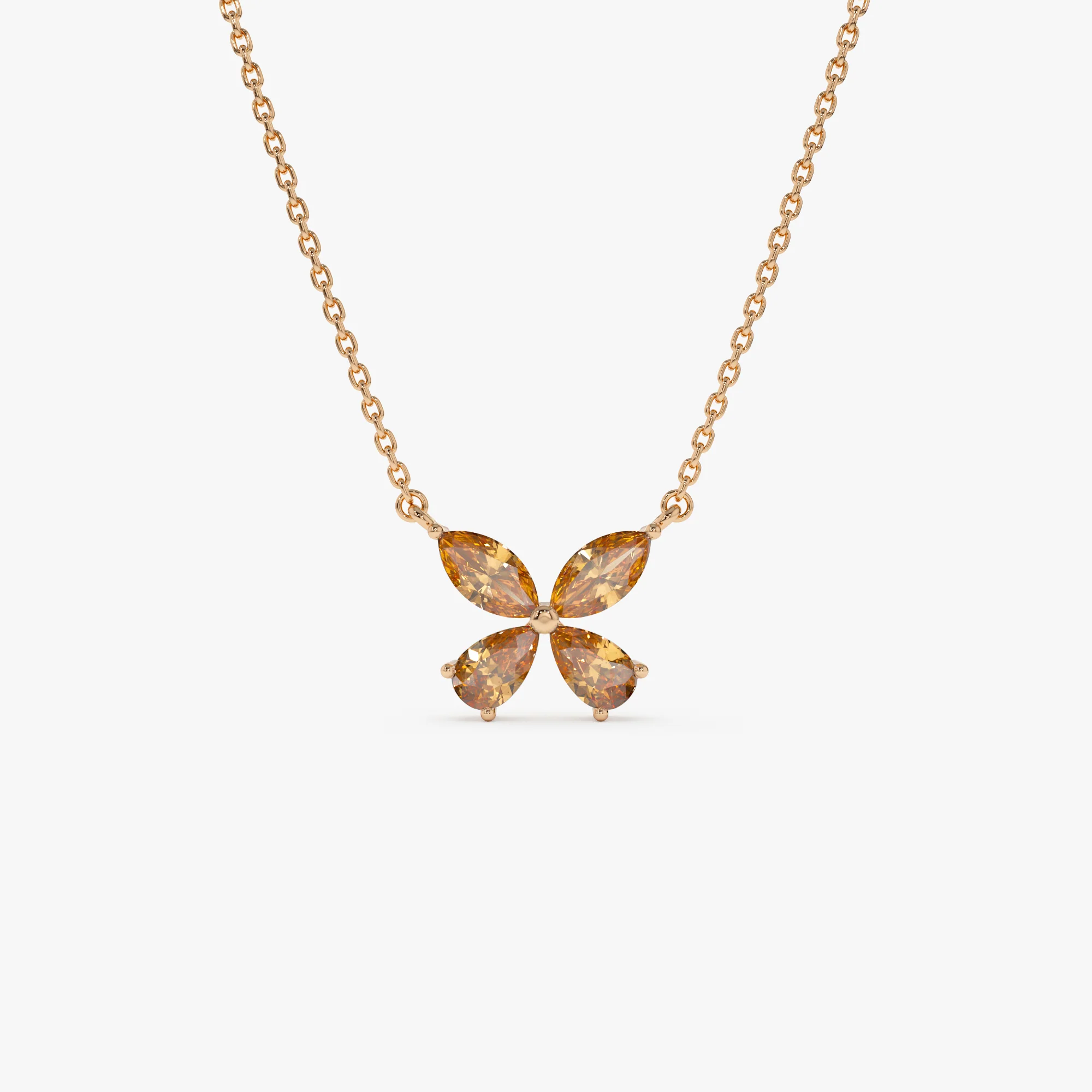 14K Gold Citrine Butterfly Necklace - Image 5